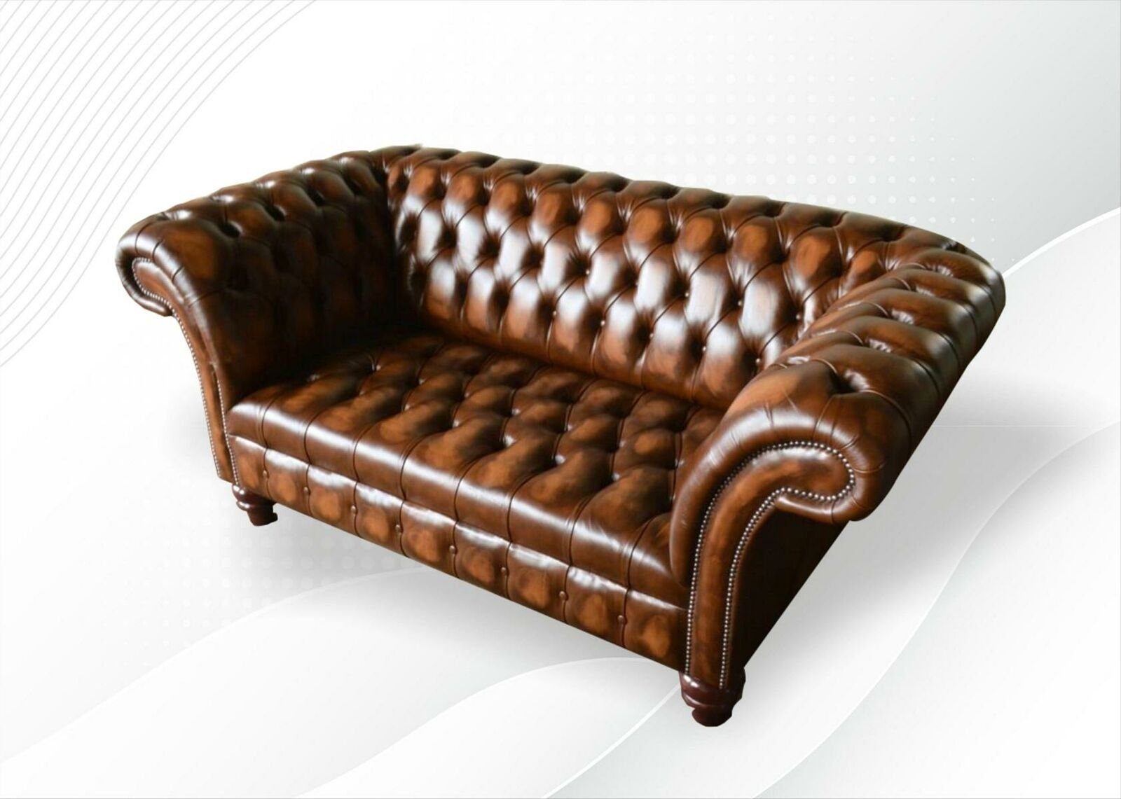 Sitzer Sofas Braun Design Wohnzimmer Chesterfield-Sofa, JVmoebel Couch Sofa 2 Polster Chesterfield