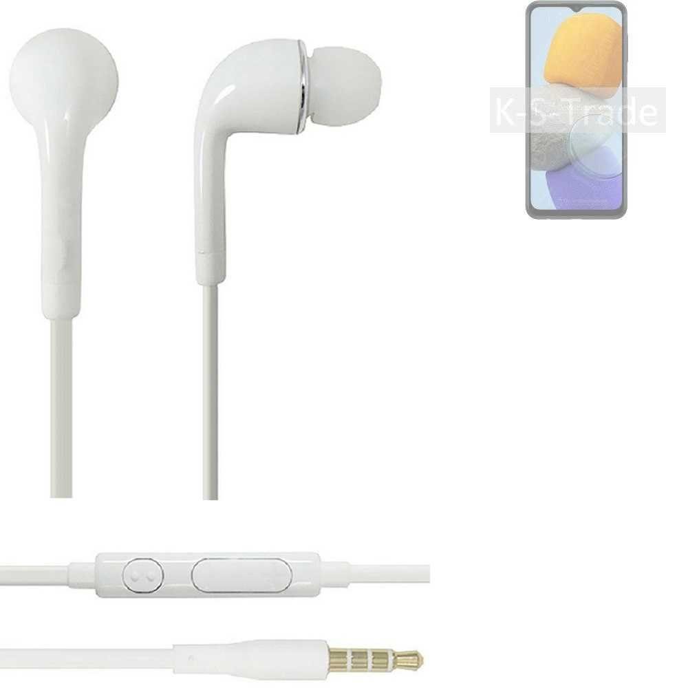 K-S-Trade für Samsung Galaxy M23 In-Ear-Kopfhörer (Kopfhörer Headset mit Mikrofon u Lautstärkeregler weiß 3,5mm)