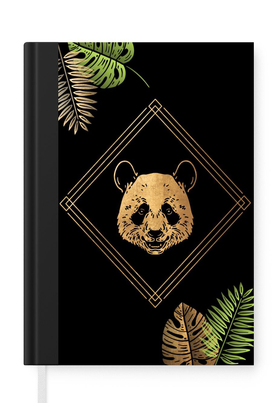 MuchoWow Notizbuch Blätter - Tier - Panda, Journal, Merkzettel, Tagebuch, Notizheft, A5, 98 Seiten, Haushaltsbuch