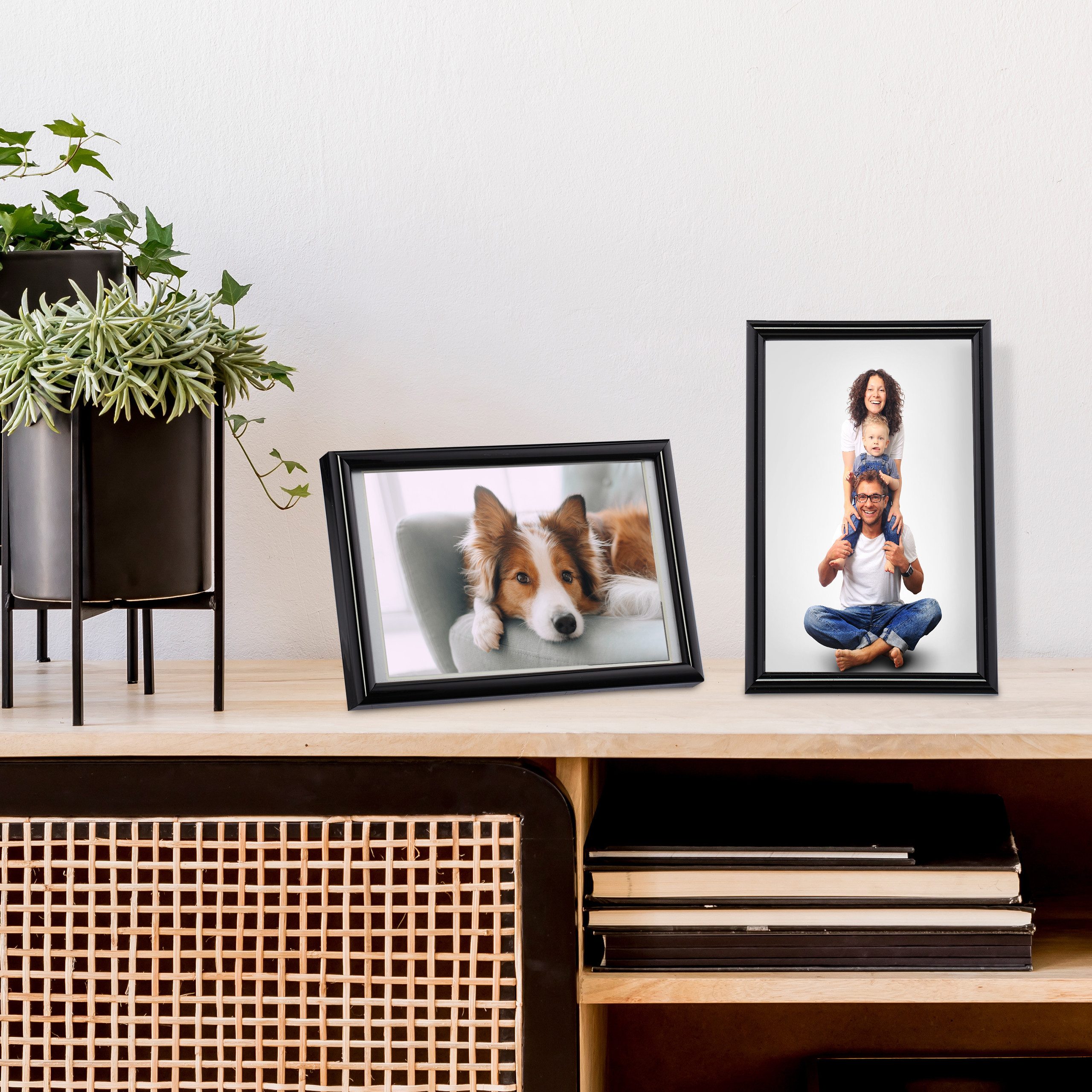relaxdays Bilderrahmen 4 x Bilderrahmen 10 x 15 cm schwarz günstig online kaufen
