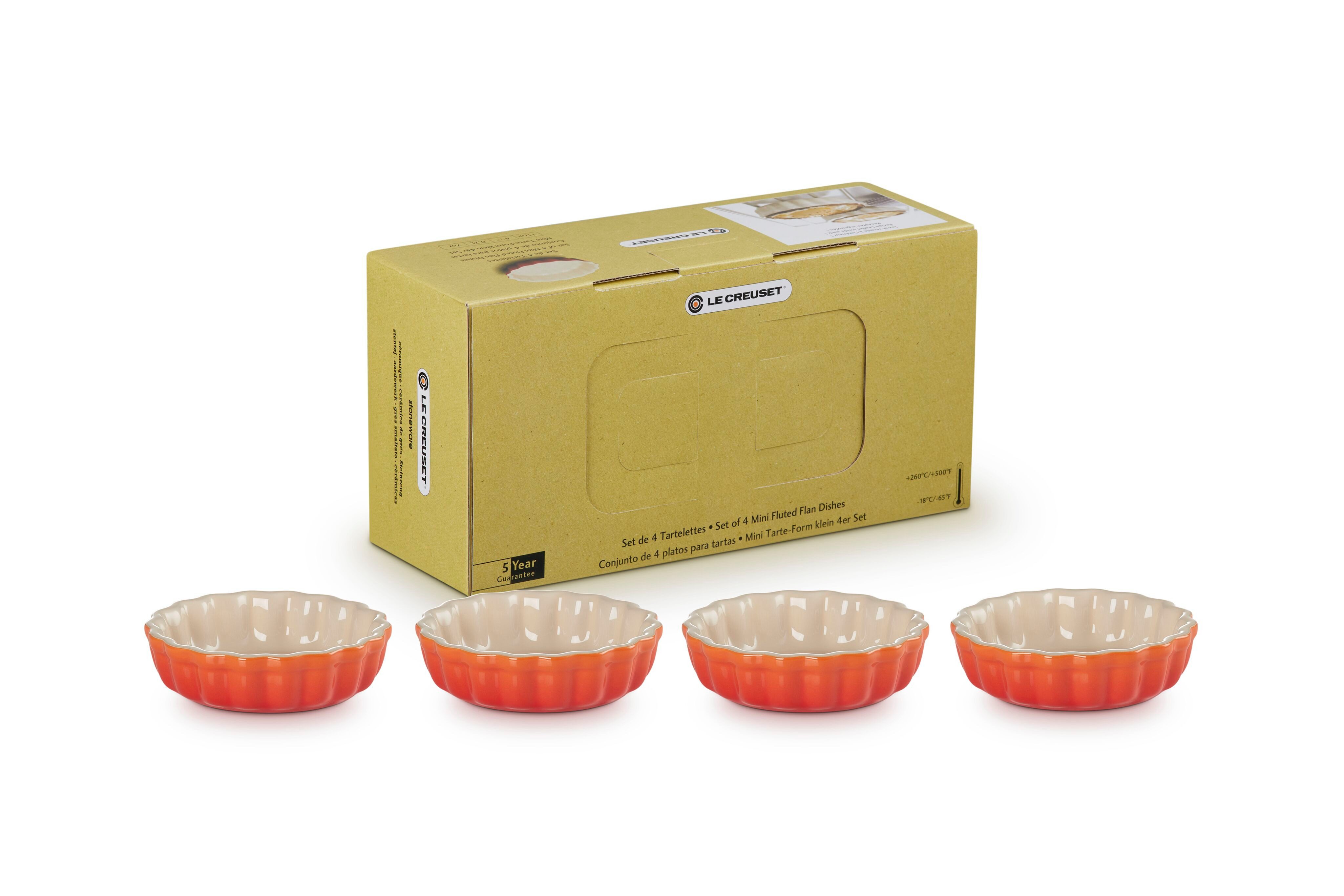 LE CREUSET Tarteform 4er-Set Tarteförmchen aus Steinzeug, Je 200 ml/Ø 11 cm