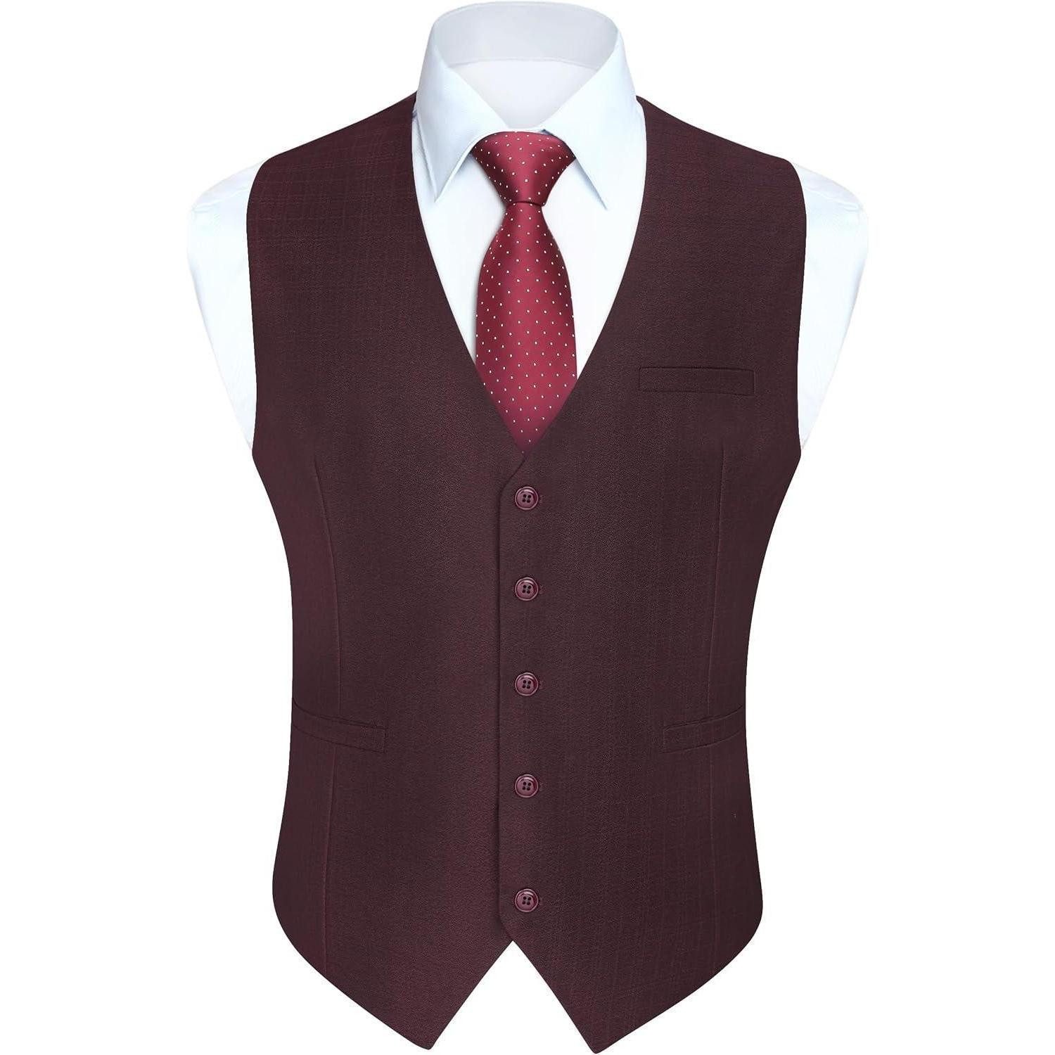 LuxusKollektion Krawatte Anzugweste Herren Hochzeit Business Baumwolle V XXL Bordeaux