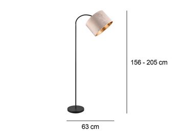 meineWunschleuchte LED Bogenlampe, Dimmfunktion, LED wechselbar, Warmweiß, gebogen-e Designklassiker Bogen-stehlampe für Ecke Samt Beige H: 156cm