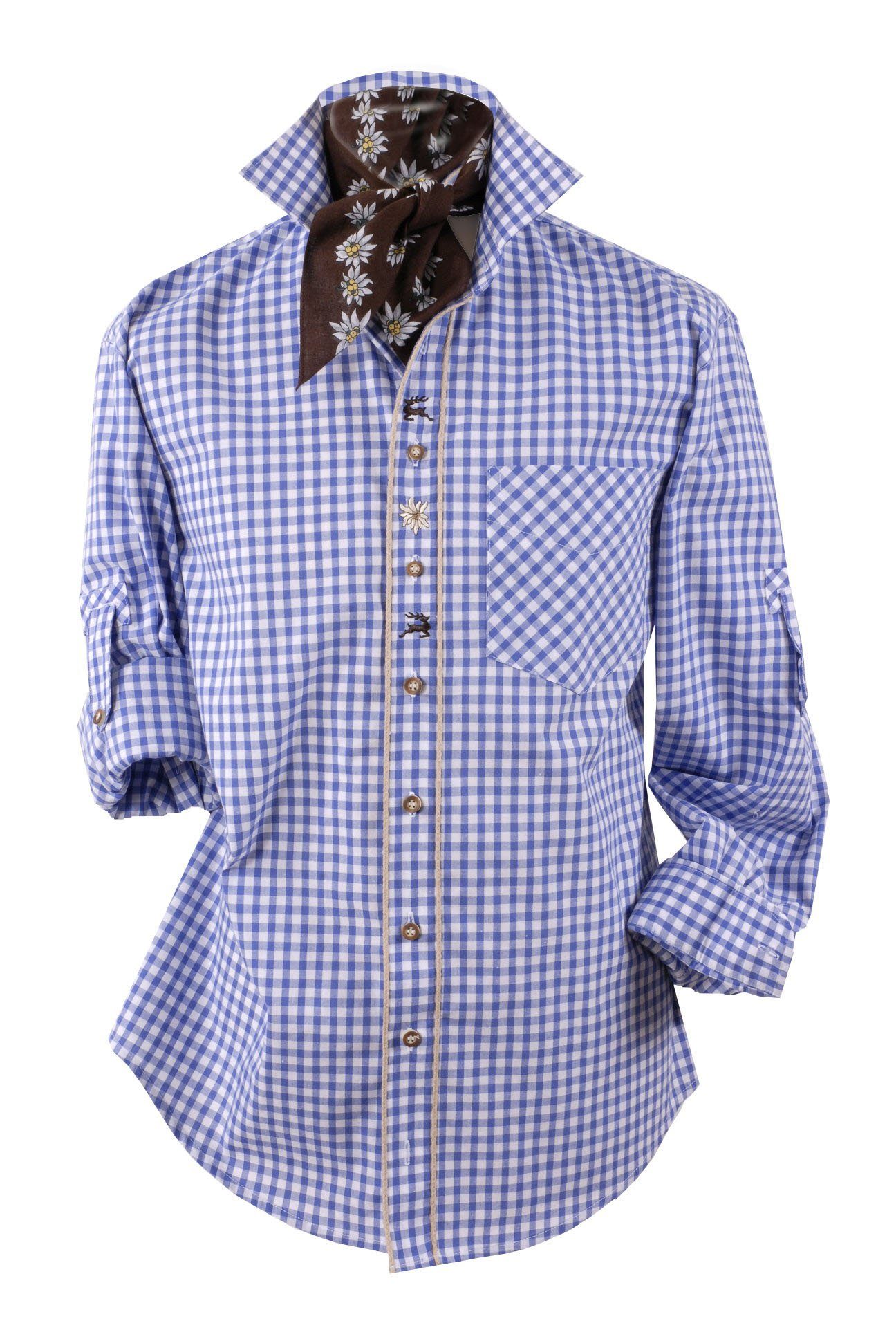 Moschen-Bayern Trachtenhemd Trachtenhemd Herren Edelweiß kariert Karo Hirsc günstig online kaufen