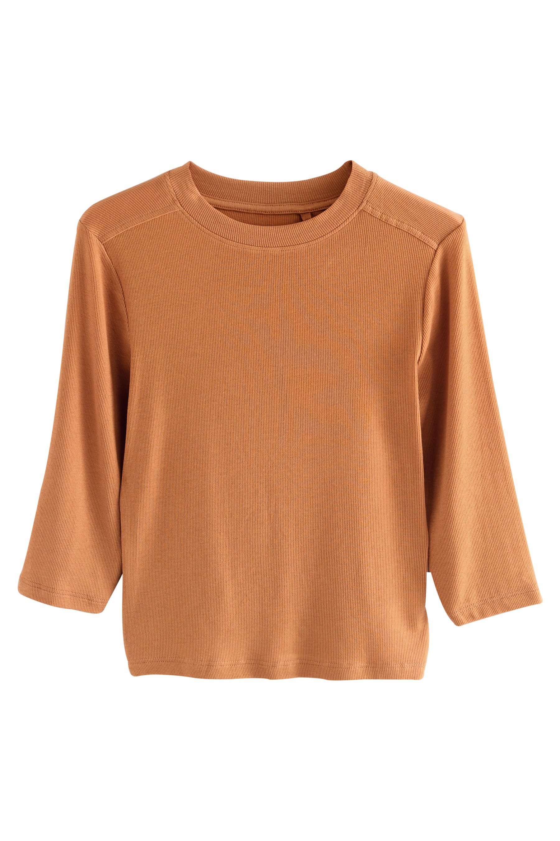 Next 3/4-Arm-Shirt Geripptes Rundhalstop mit ellbogenlangen Ärmeln (1-tlg) günstig online kaufen