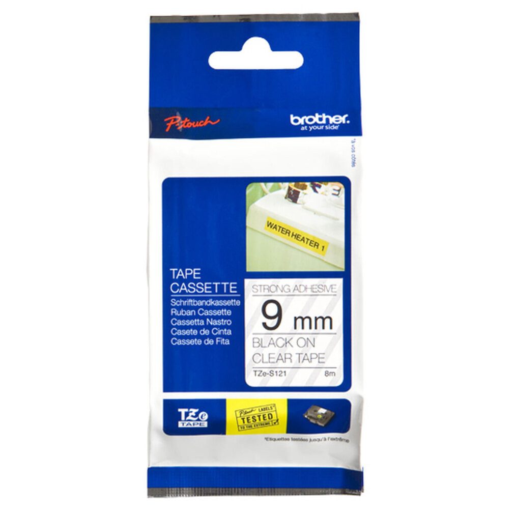 Thumbnail - Brother Druckerband P-touch TZE-S121 clear/black (8m x 9mm) extra strong adhesive
