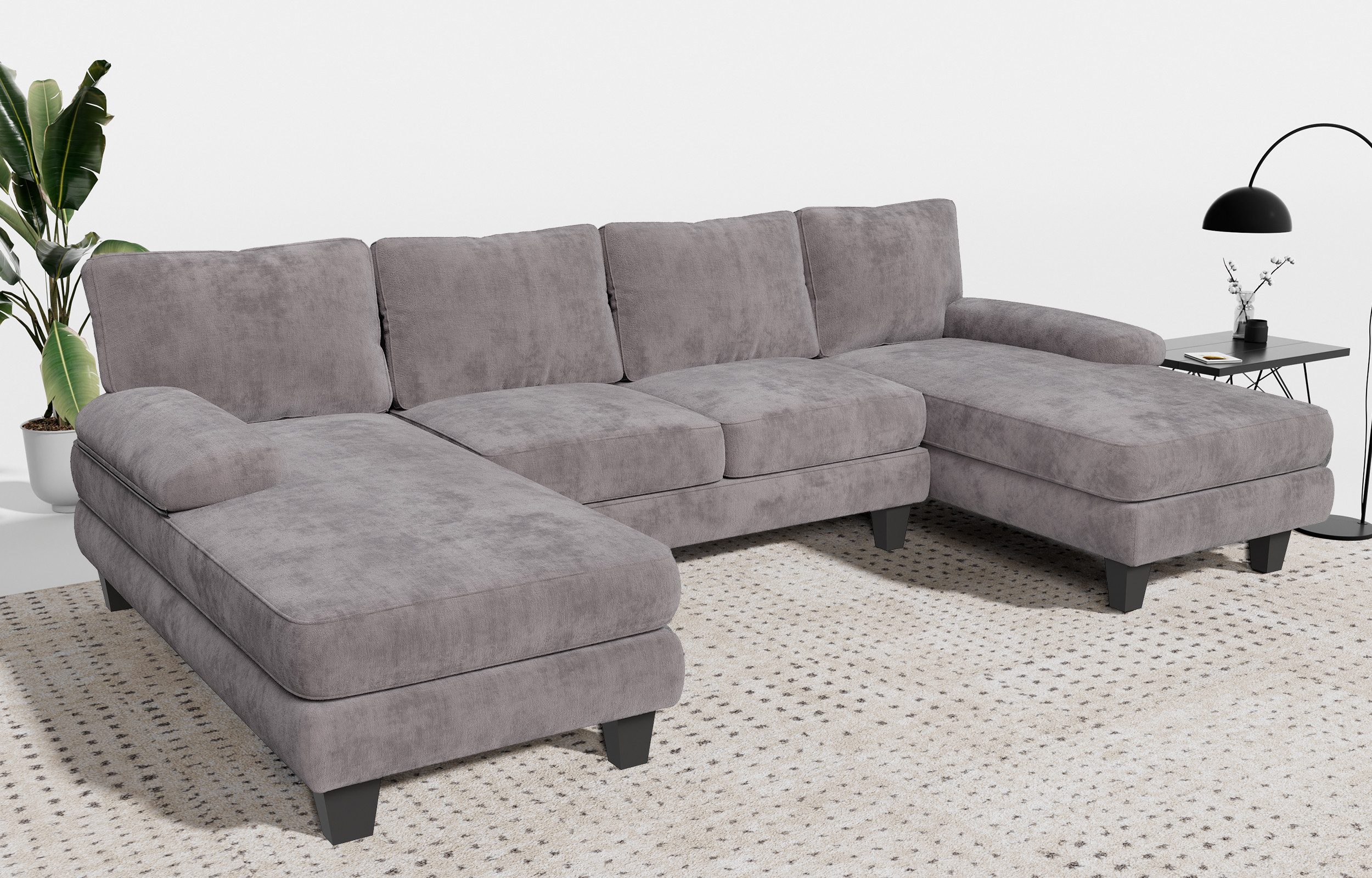 HOMALL Ecksofa Ecksofa mit Abnehmbarer Sofabezug, U-Shape Sofa mit 4 Kissen günstig online kaufen