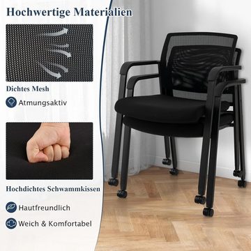 KOMFOTTEU Bürostuhl Empfangsstühle stapelbar (2er-Set), mit Rollen, bis 150kg belastbar