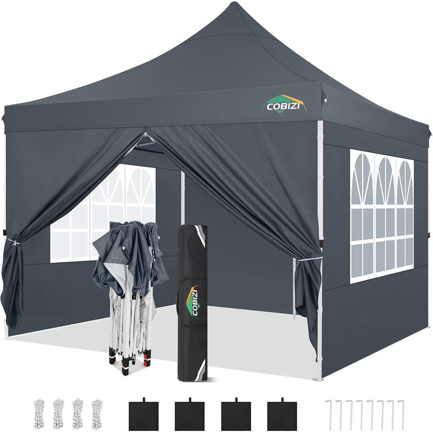 LuxusKollektion Faltpavillon Faltpavillon Pavillon Grau 3x3 mit 4 Seitenteilen
