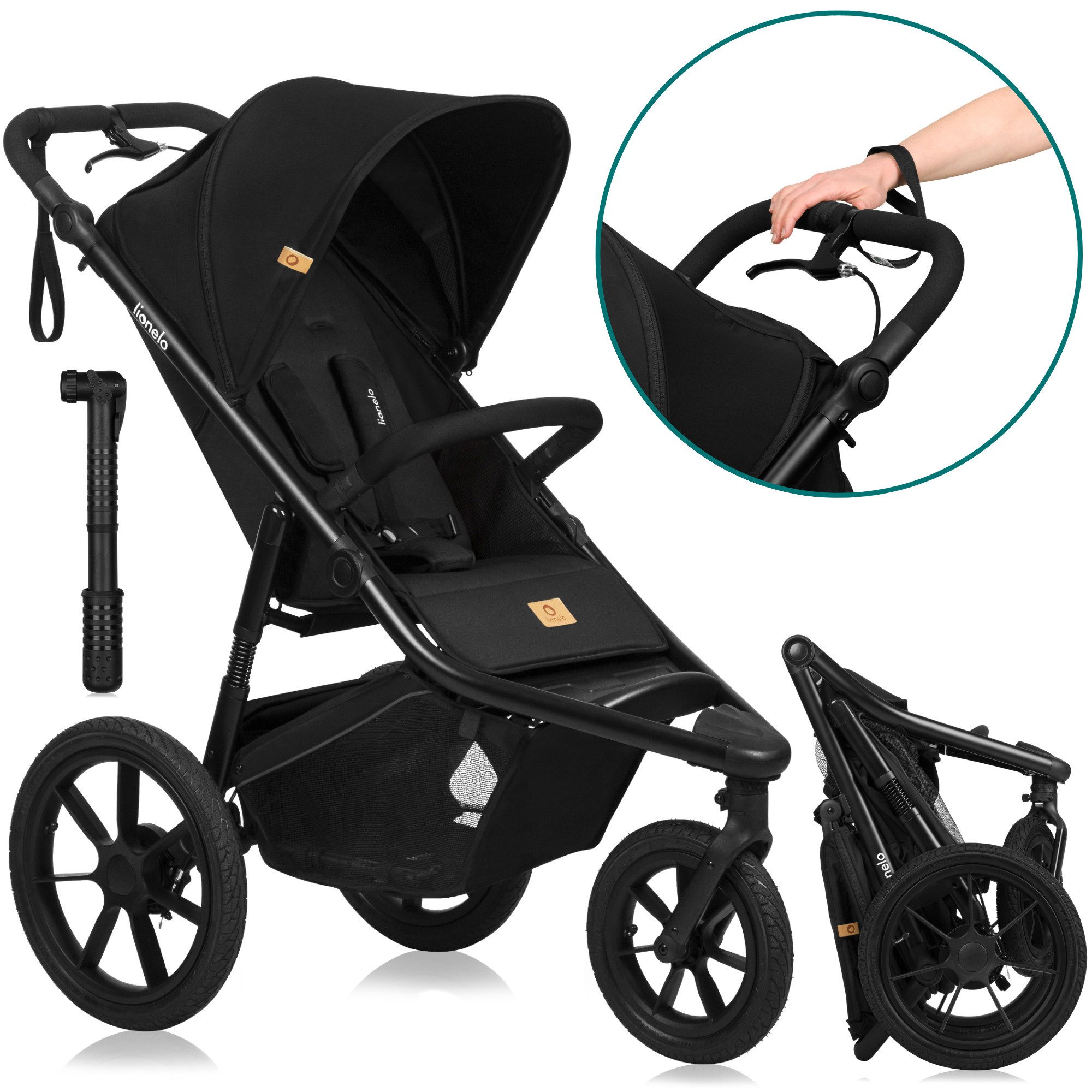 lionelo Dreirad-Kinderwagen AZURA, Baby-Jogging-Kinderwagen/ab 6 Monaten/sichere Wahl/bis zu 22 kg