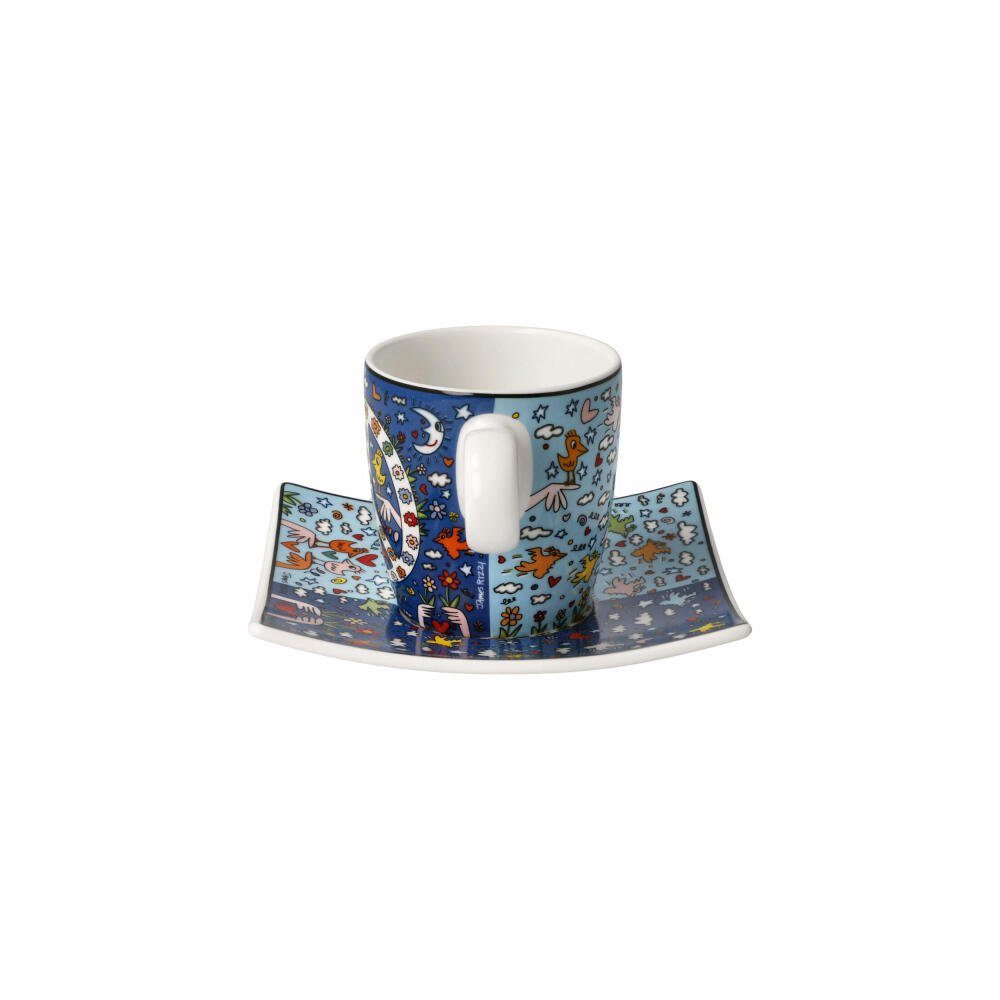 Goebel Espressotasse James Rizzi - Give Peace a Chance, Fine Bone China,  mit Untertasse, Motiv von James Rizzi | Tischvasen