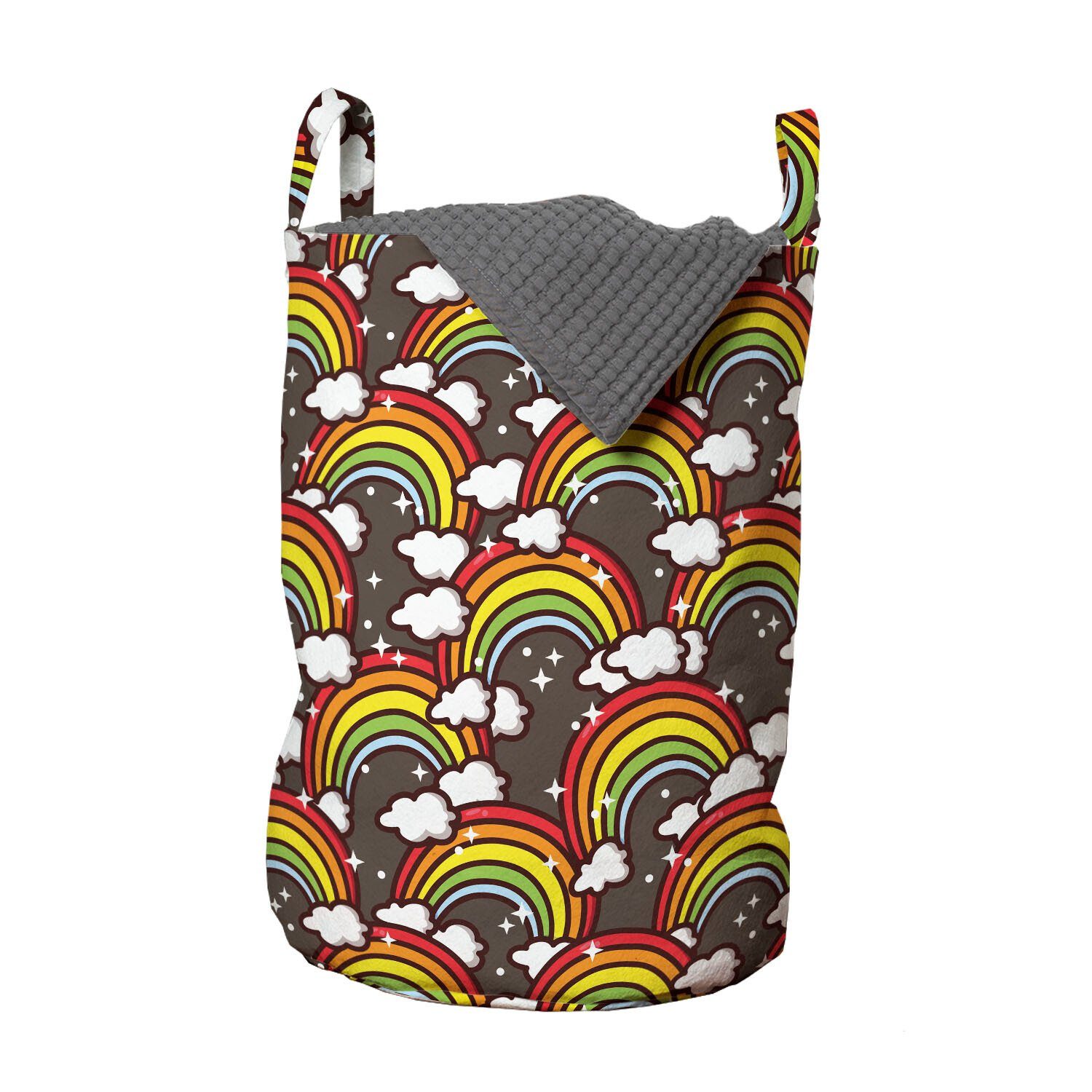 Abakuhaus Wäschesäckchen Wäschekorb mit Griffen Kordelzugverschluss für Waschsalons, Regenbogen Bunt Magic Sky