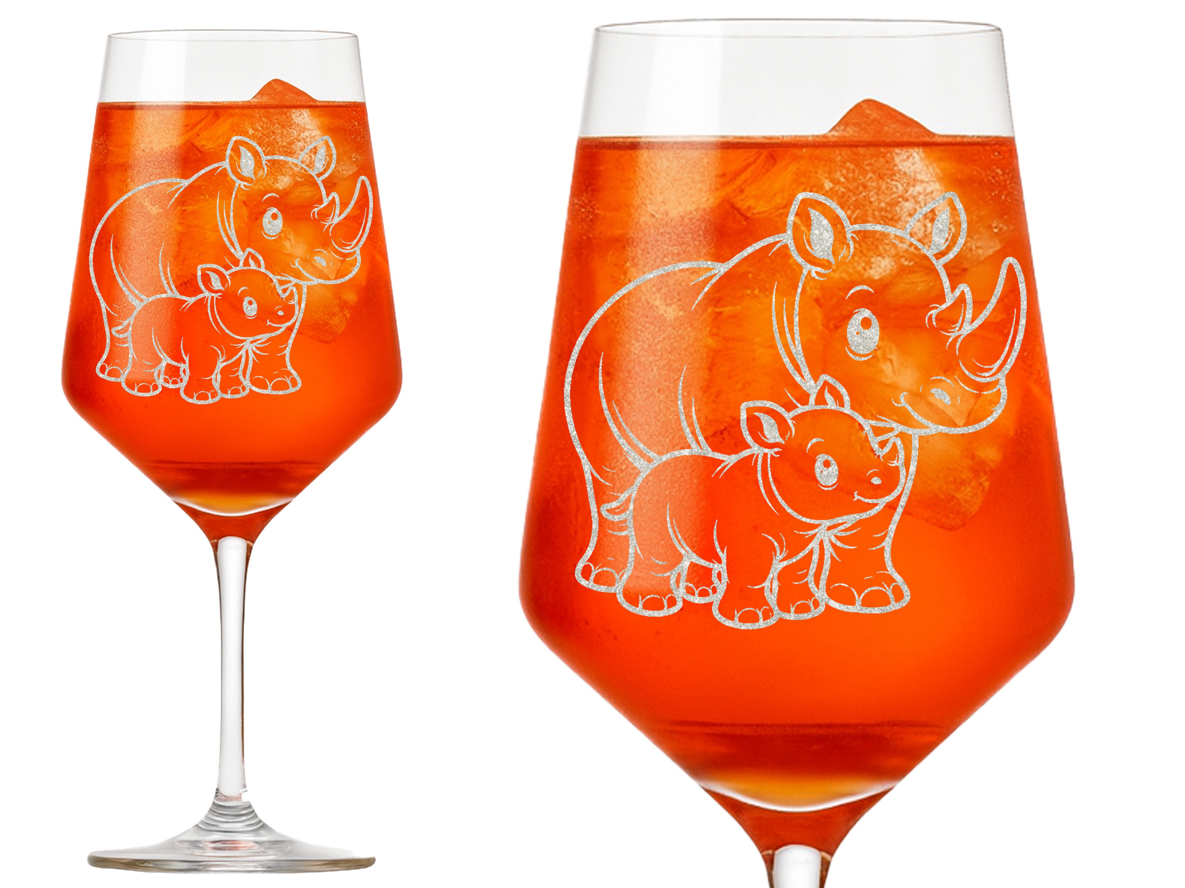 Valhalla Weinglas 1x Nashorn Gravur mit Baby 350ml spülmaschinenfest, 1-tlg., Glas, Atemberaubende Darstellung