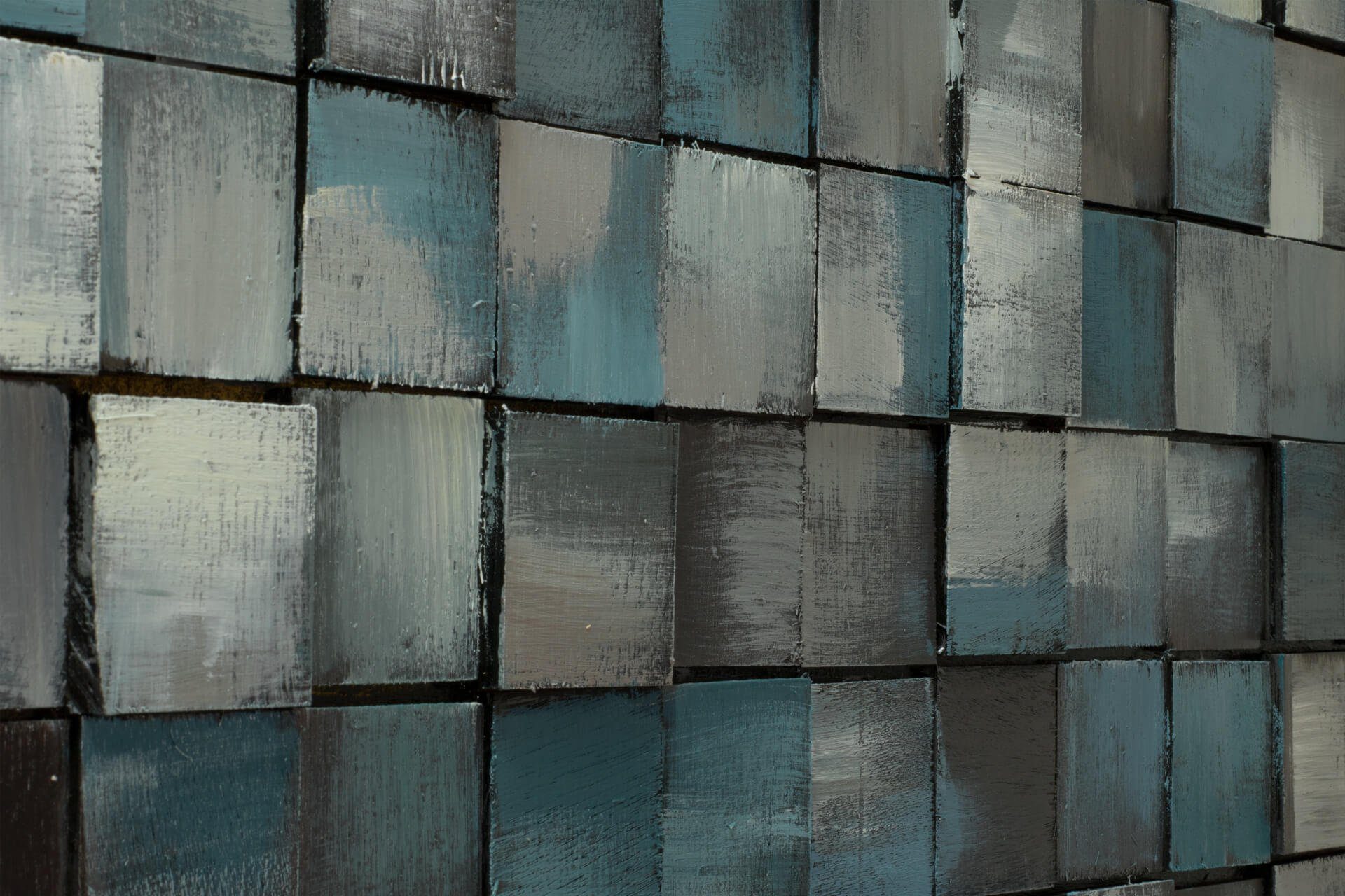 KUNSTLOFT Holzbild Ruhe des Blauen 144x44 cm, handgefertiges Wandbild aus Holz