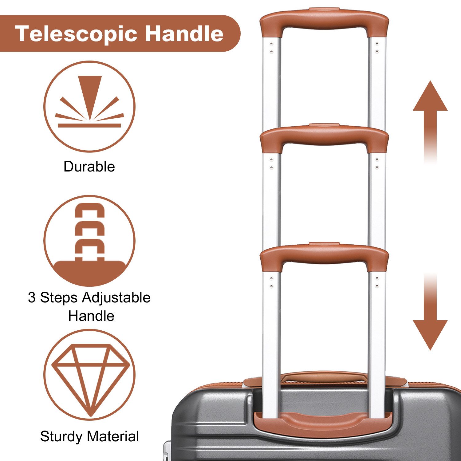 British Traveller Hartschalen-Trolley Reisekoffer Hartschalenkoffer mit 8 Spinnerrädern, TSA-Schloss, ABS+PC