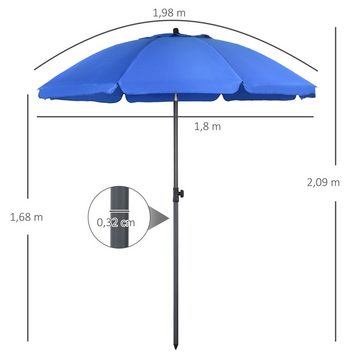 Outsunny Sonnenschirm mit Belüftungsöffnungen, inkl. Schutzhülle, LxB: 180x180 cm, Set, Terrassenschirm, Strandschirm mit Verstellbarer Neigung, 8 Strebe