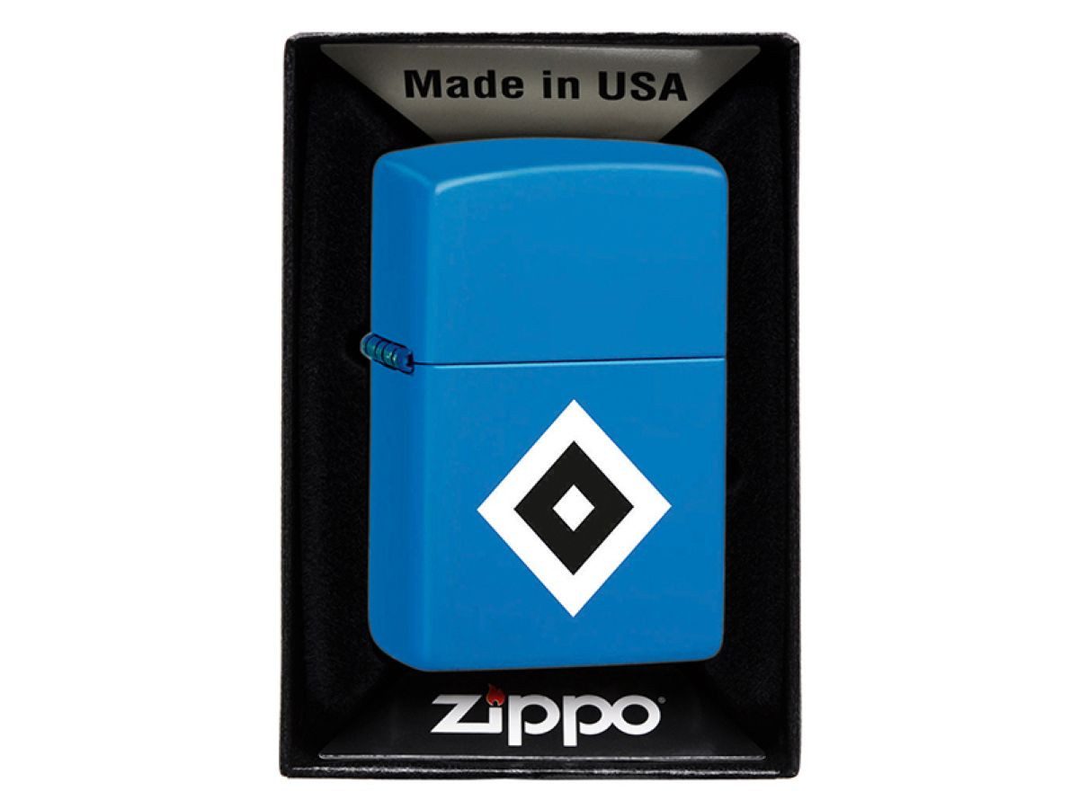 Zippo Feuerzeug HSV Fussball Fan blau schwarz mit Logo in einer Geschenkbox, das Original - made in USA