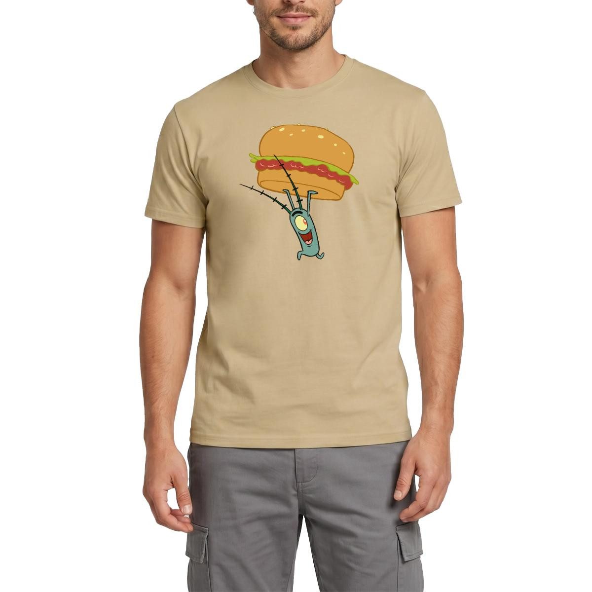 T-Shirt Spongebob Schwammkopf Plankton Mit Hamburger Männer T-Shirt