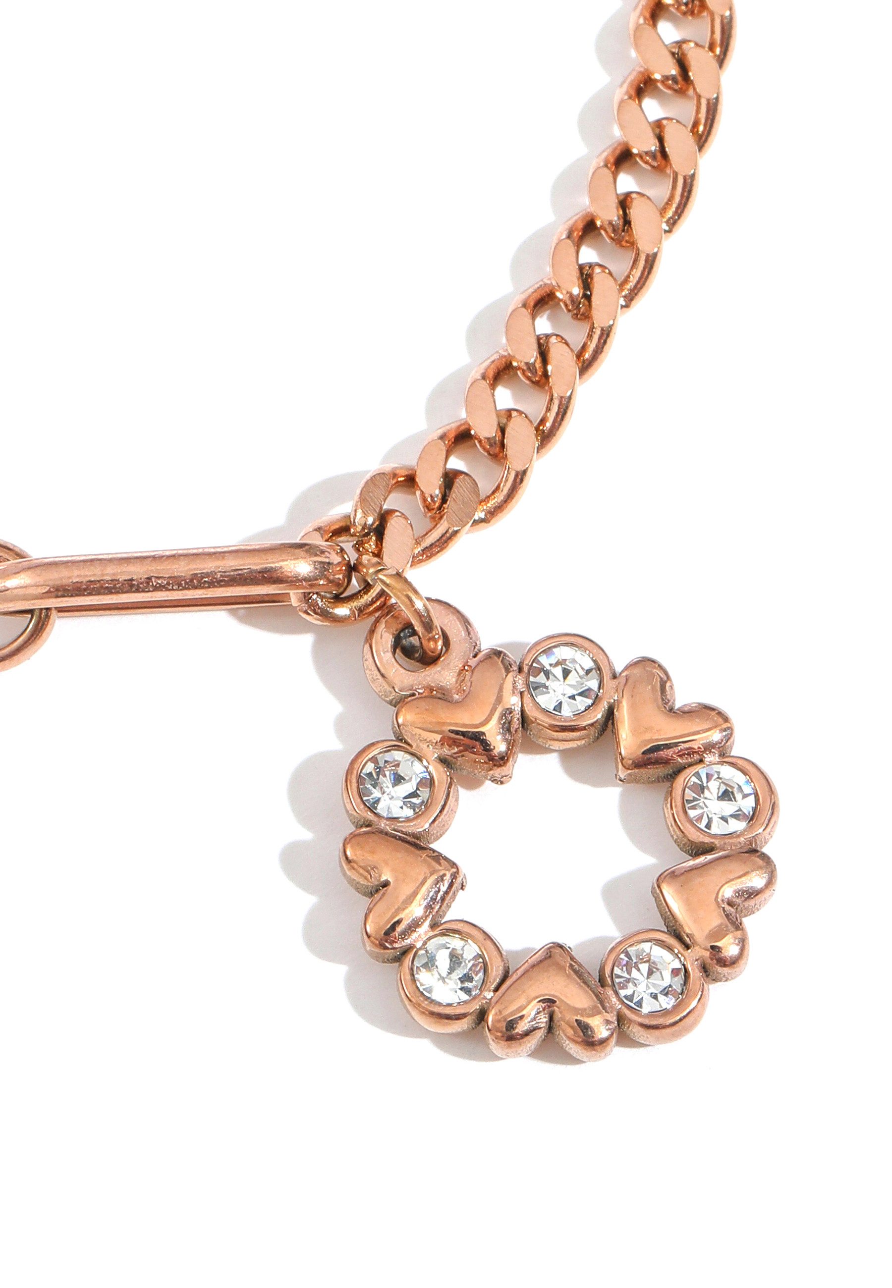 GOLDKLEIN Armband Edelstahl Herzring Zirkonia Schmuck Armkette Gliederarmband, Damen, inkl. Geschenkbox – Bild 2 von 3