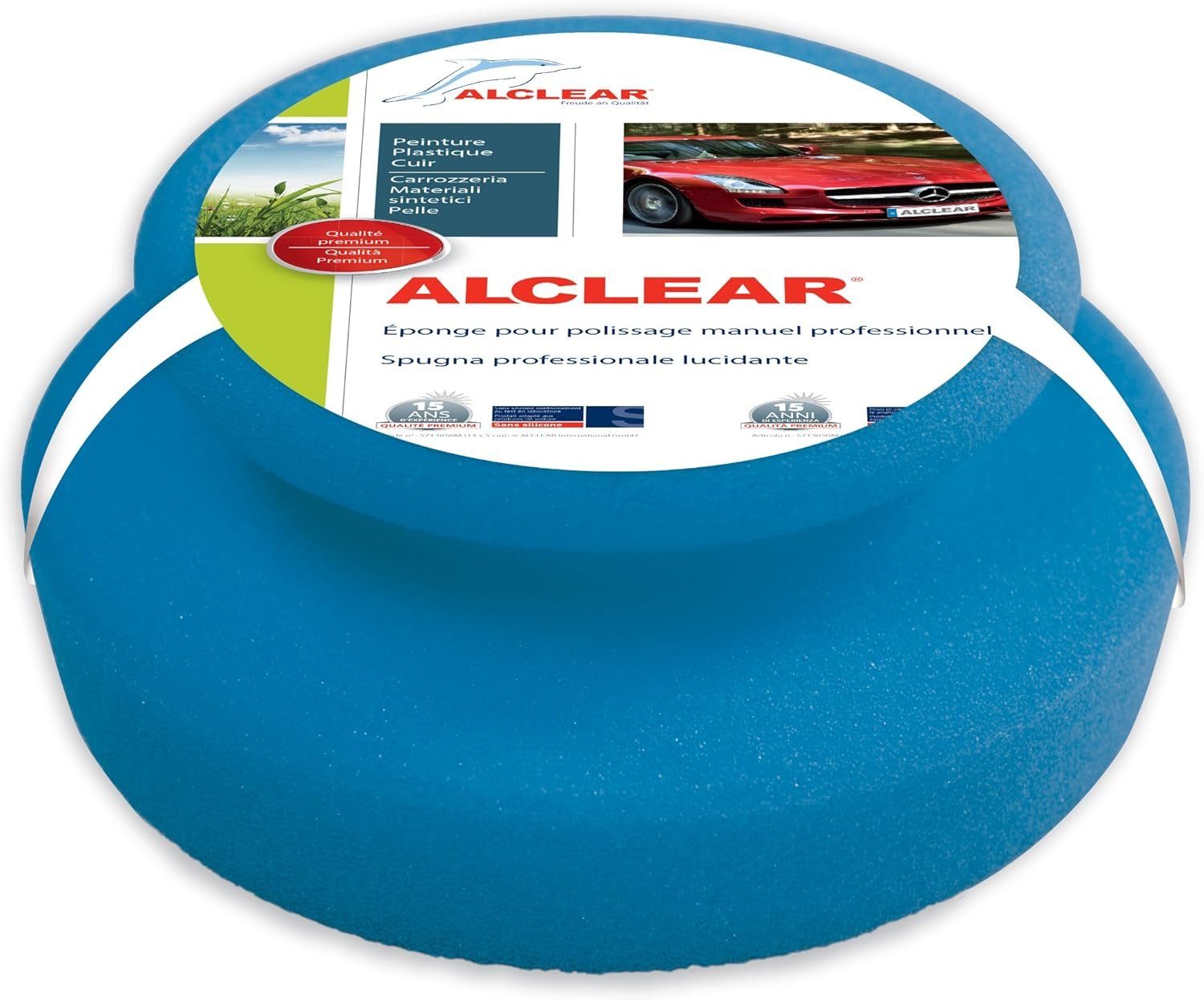 ALCLEAR Polierschwamm Profi Auto Handpolierschwamm, 130x50 mm für Wachse, Polituren - Blau