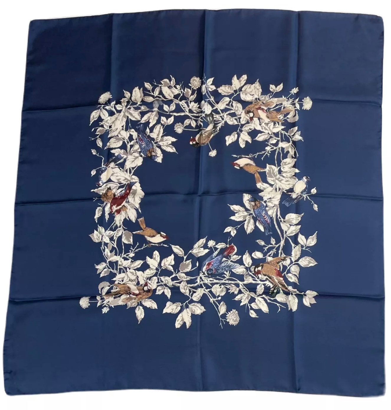 DOLCE & GABBANA Seidentuch Seidenschal Foulard 90 x 90, Filigranes Motiv mit floralen Elementen & Vögeln