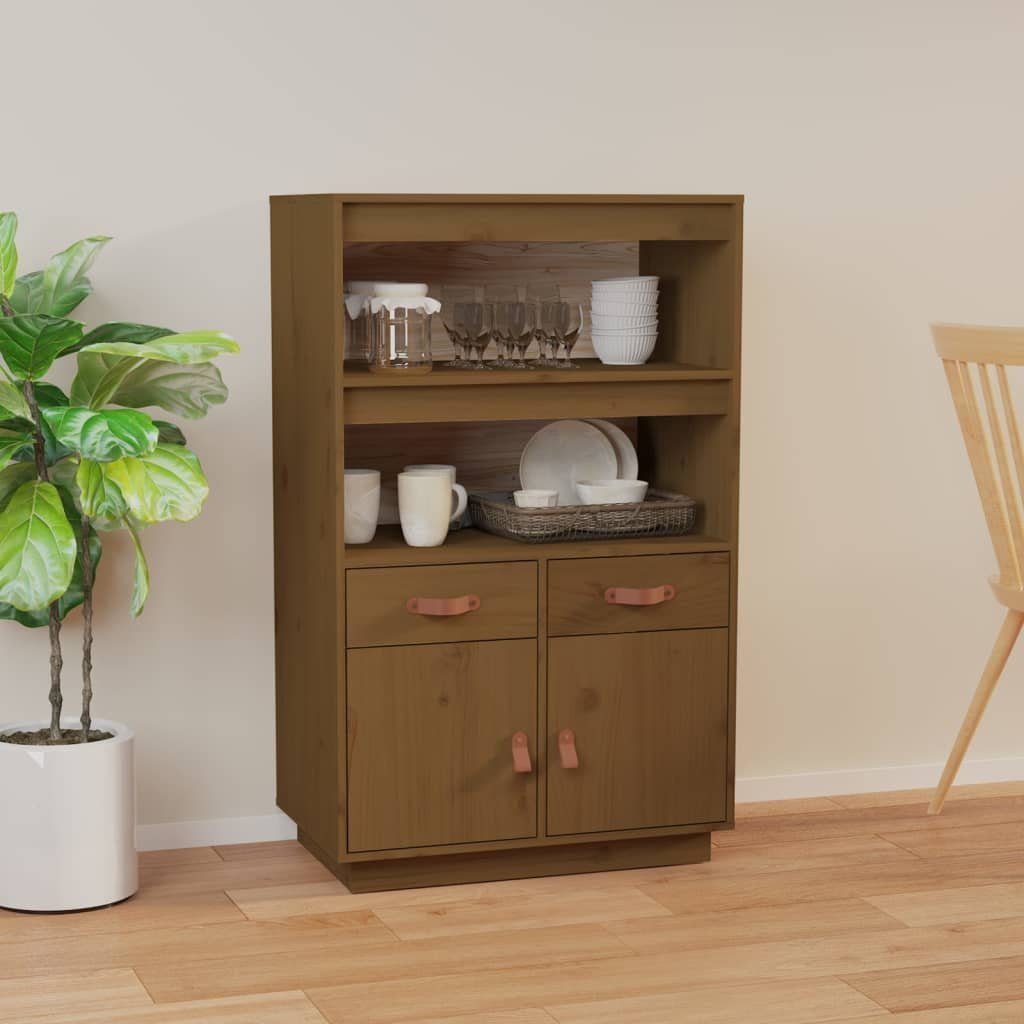 vidaXL Highboard Highboard Honigbraun 67x40x108,5 cm Massivholz Kiefer (1 St)