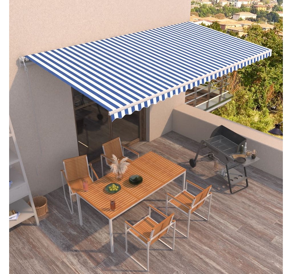 Thumbnail - vidaXL Markise Gelenkarmmarkise Automatisch 600x350 cm Blau und Weiß Balkon Terrasse
