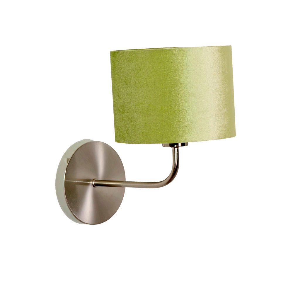 Dirk Davids Leuchten GmbH Wandleuchte Wandleuchte Nickel Matt Schirm Zylinder Velur Grün Komplett 3104201, ohne Leuchtmittel