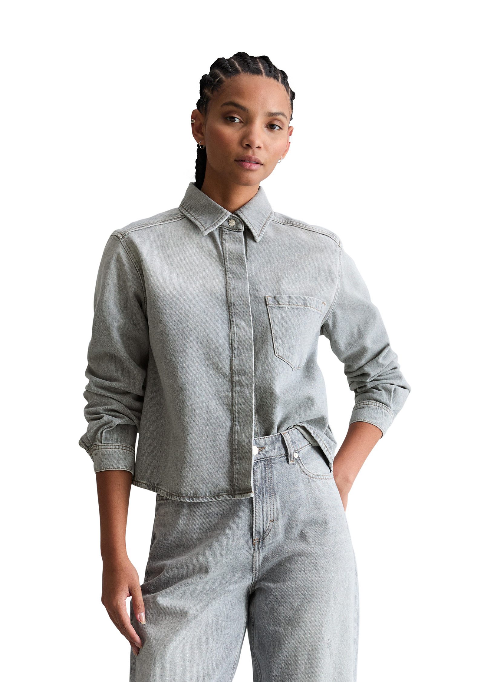 Marc O'Polo DENIM Jeansbluse aus Rigid Denim