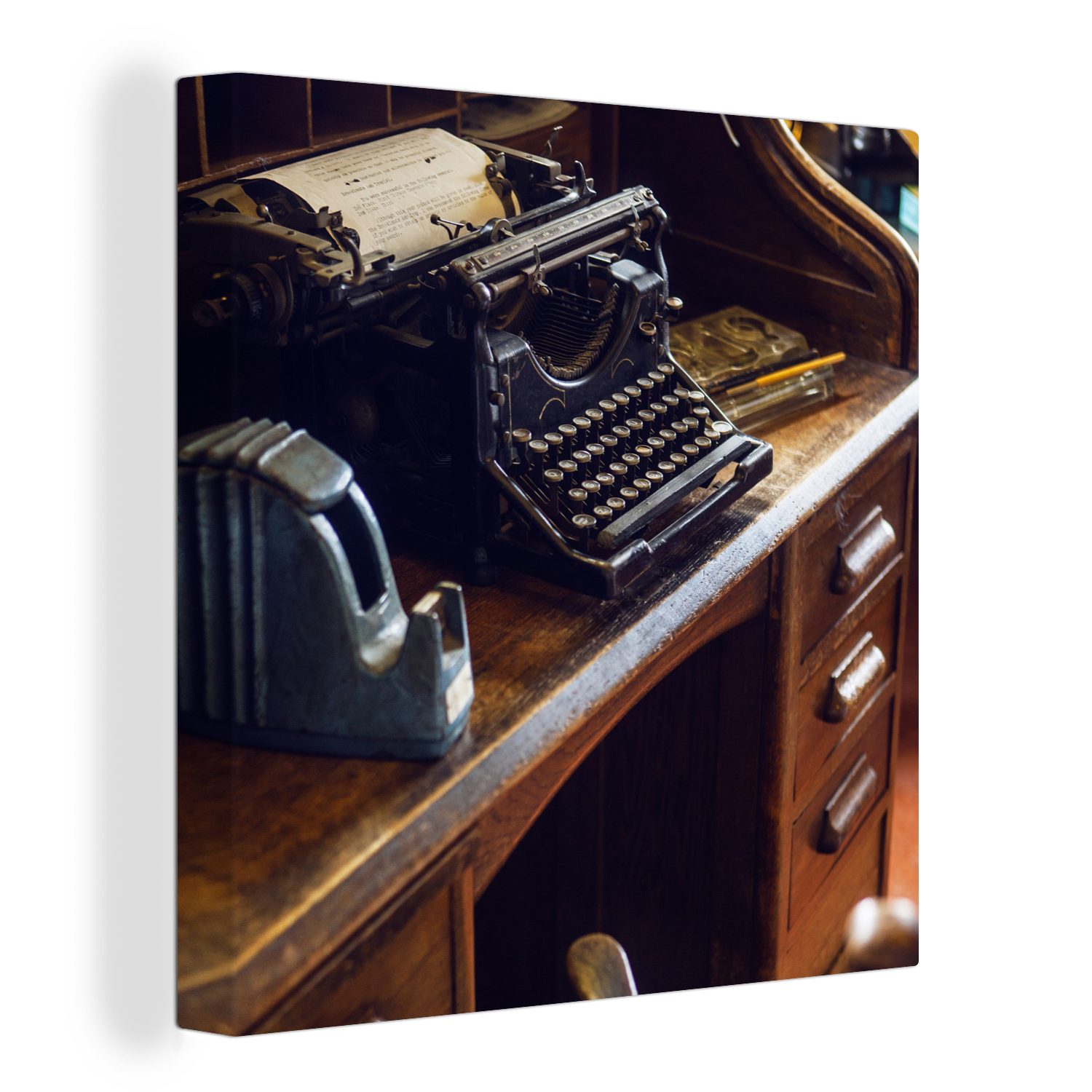 OneMillionCanvasses® Leinwandbild Schreibmaschine - Vintage - Antike, (1  St), Leinwand Bilder für Wohnzimmer Schlafzimmer