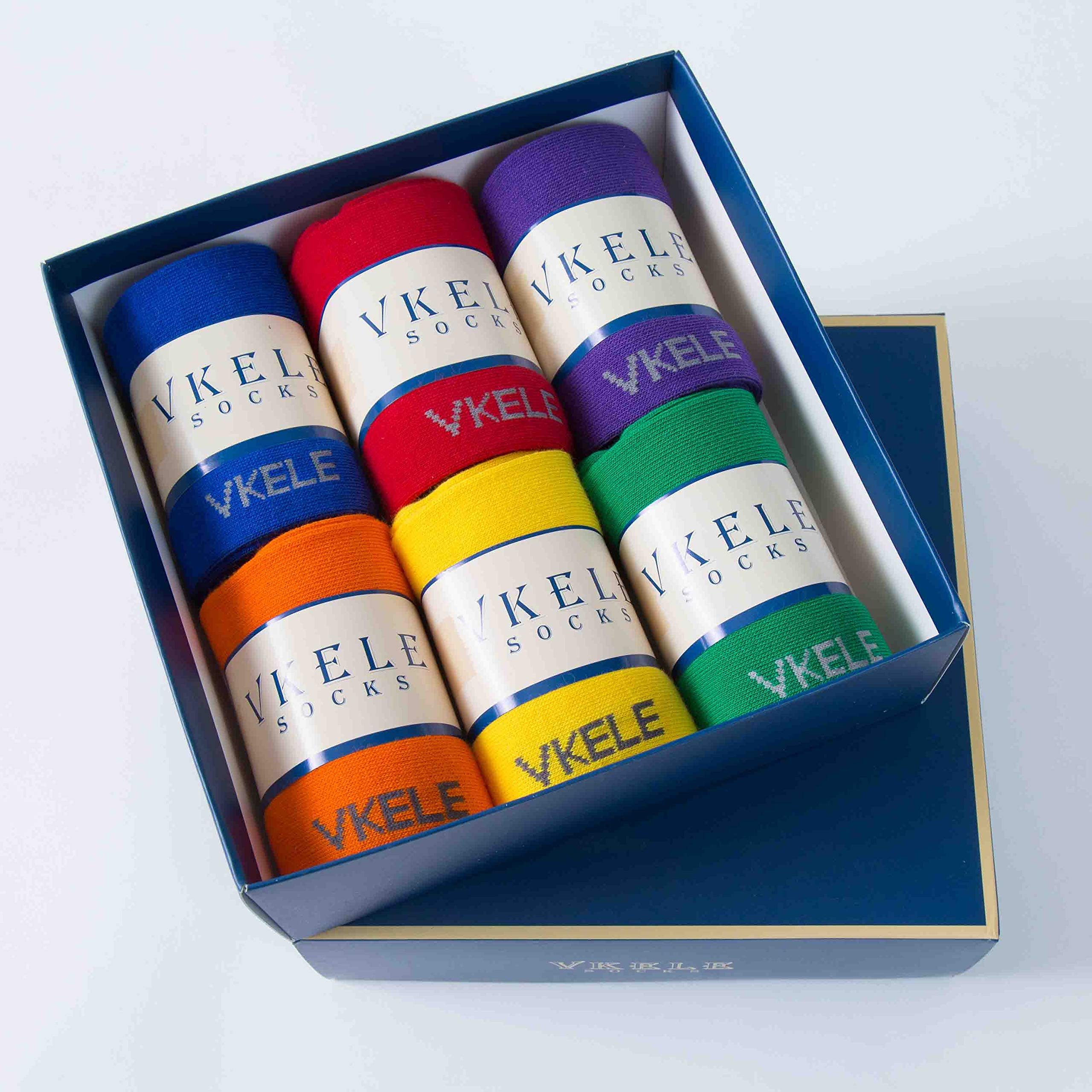 Vkele Businesssocken Bunte Socken (6-Paar) Geschenkpack einfarbige socken herrensocken, Crew Socken