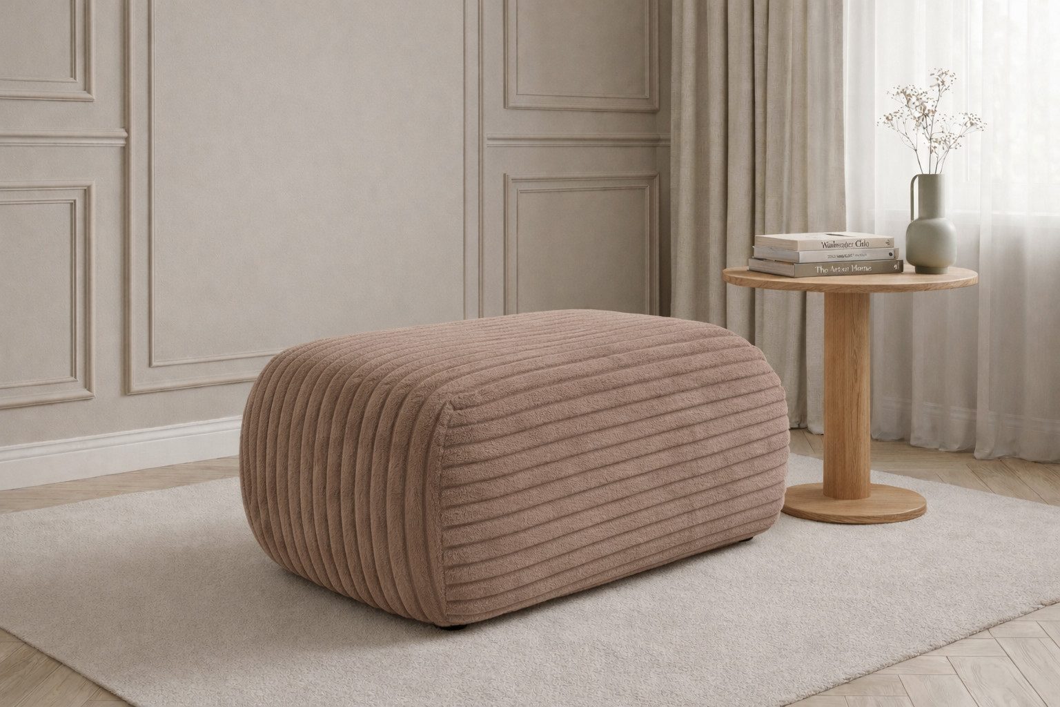 Kaiser Möbel Sitzpouf für Wohnzimmer, Cordstoff Tilia, BIS, zusätzliche Sitzgelegenheit Fußhocker zum Sofa oder Ecksofa