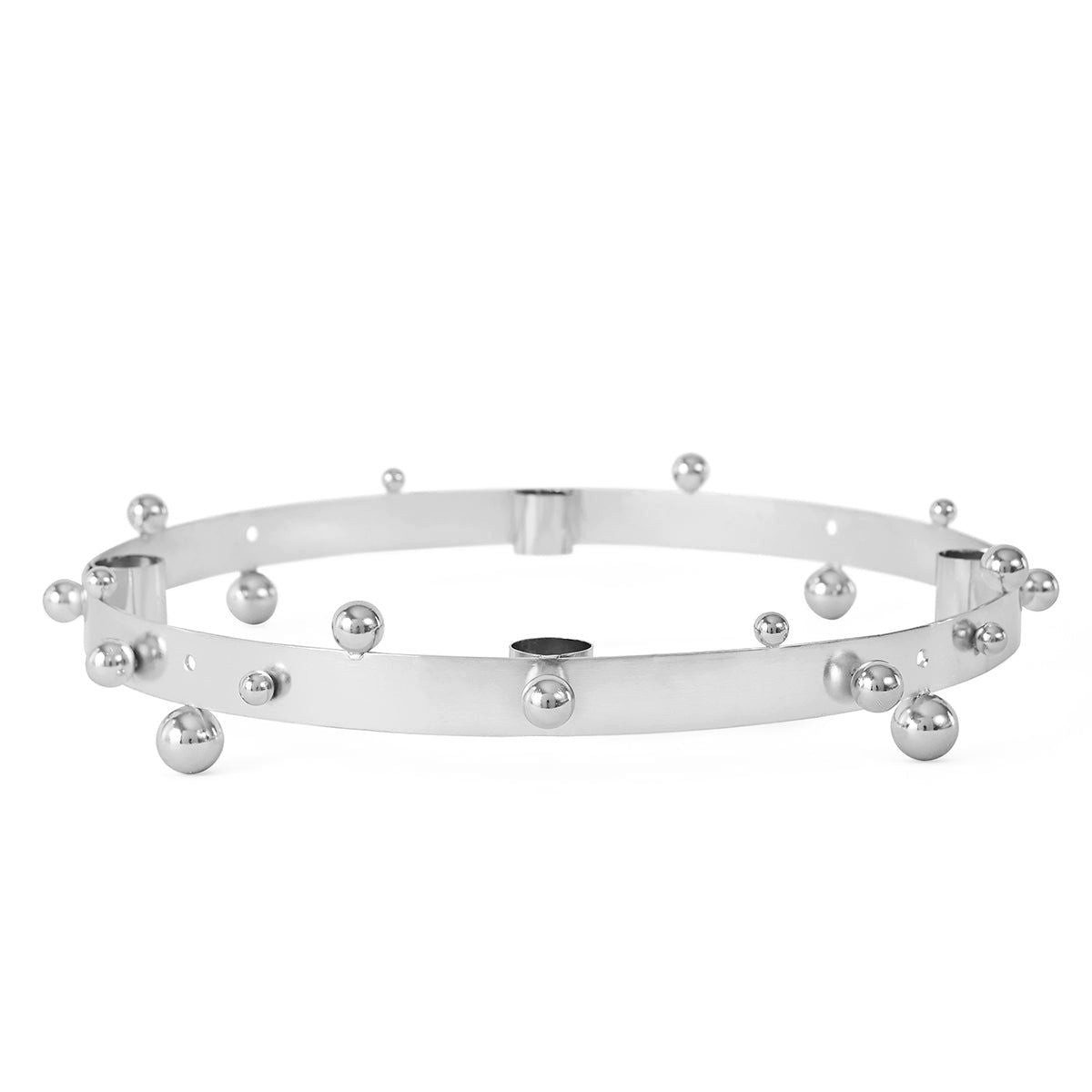 OYOY Adventskranz Pearl Kerzenhalter in Silber, Ø33cm