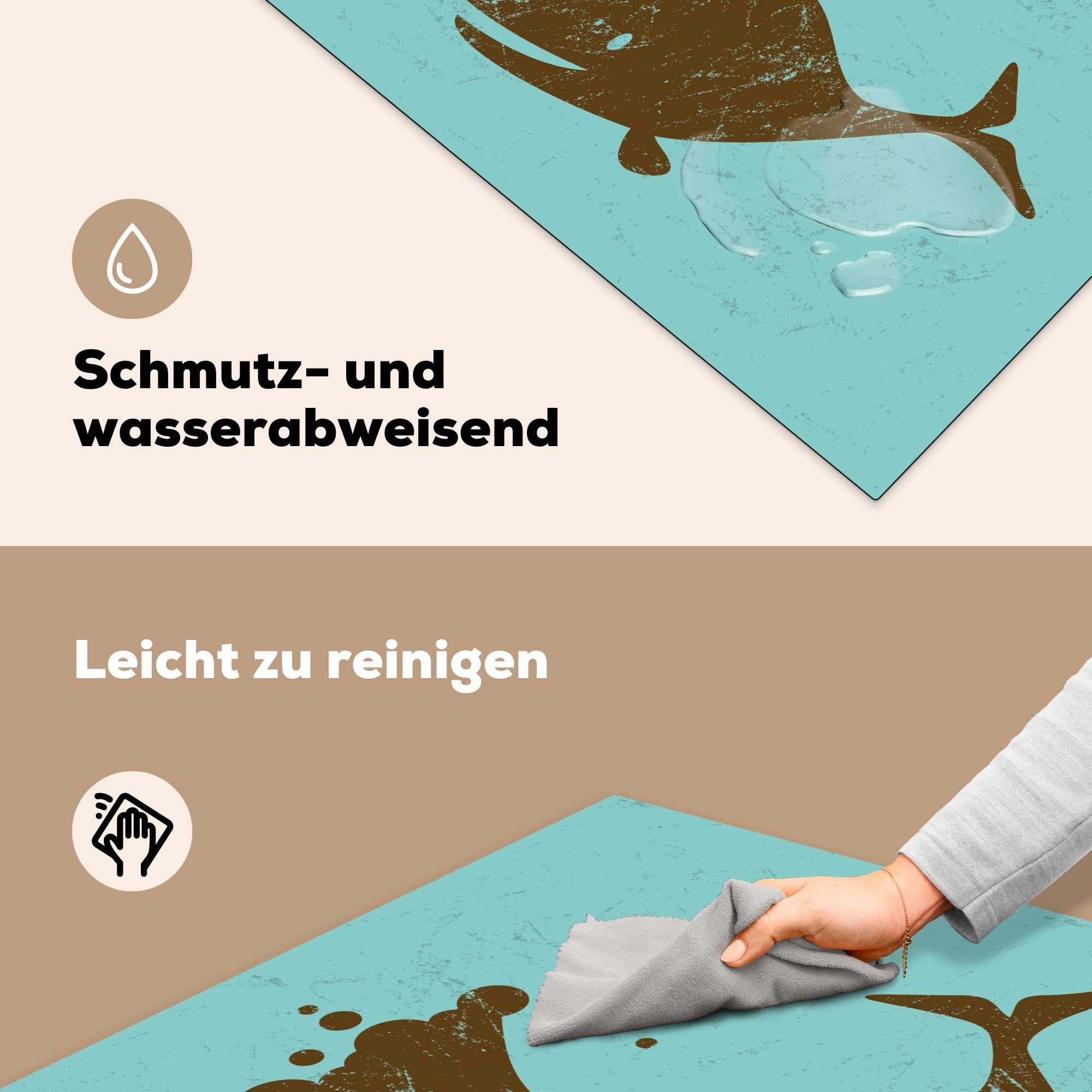 MuchoWow Herdblende-/Abdeckplatte Illustration der Silhouette eines Arbeitsplatte cm, für Wals, 78x78 (1 küche tlg), Vinyl, Ceranfeldabdeckung