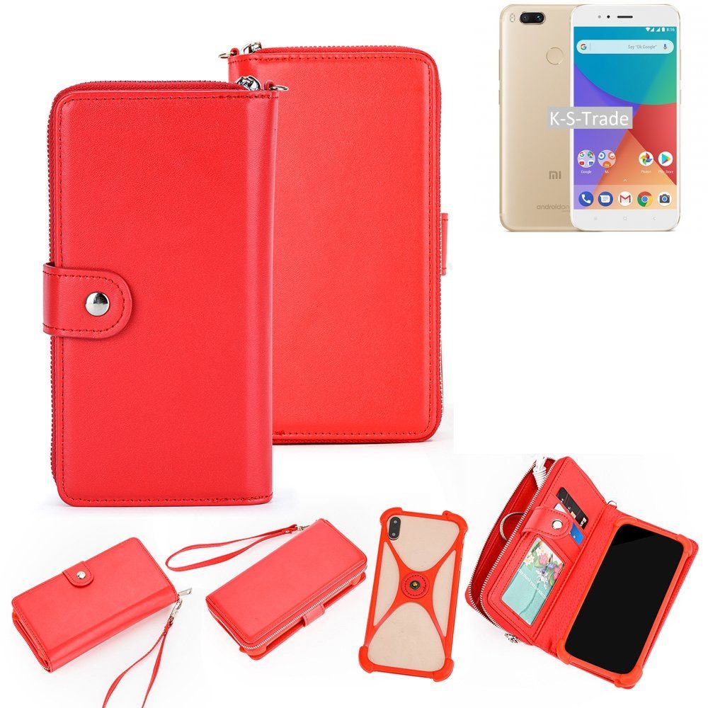 K-S-Trade Handyhülle für Xiaomi Mi A1, 2in1 Schutz-Hülle Portemonnee Handy-Hülle mit Bumper