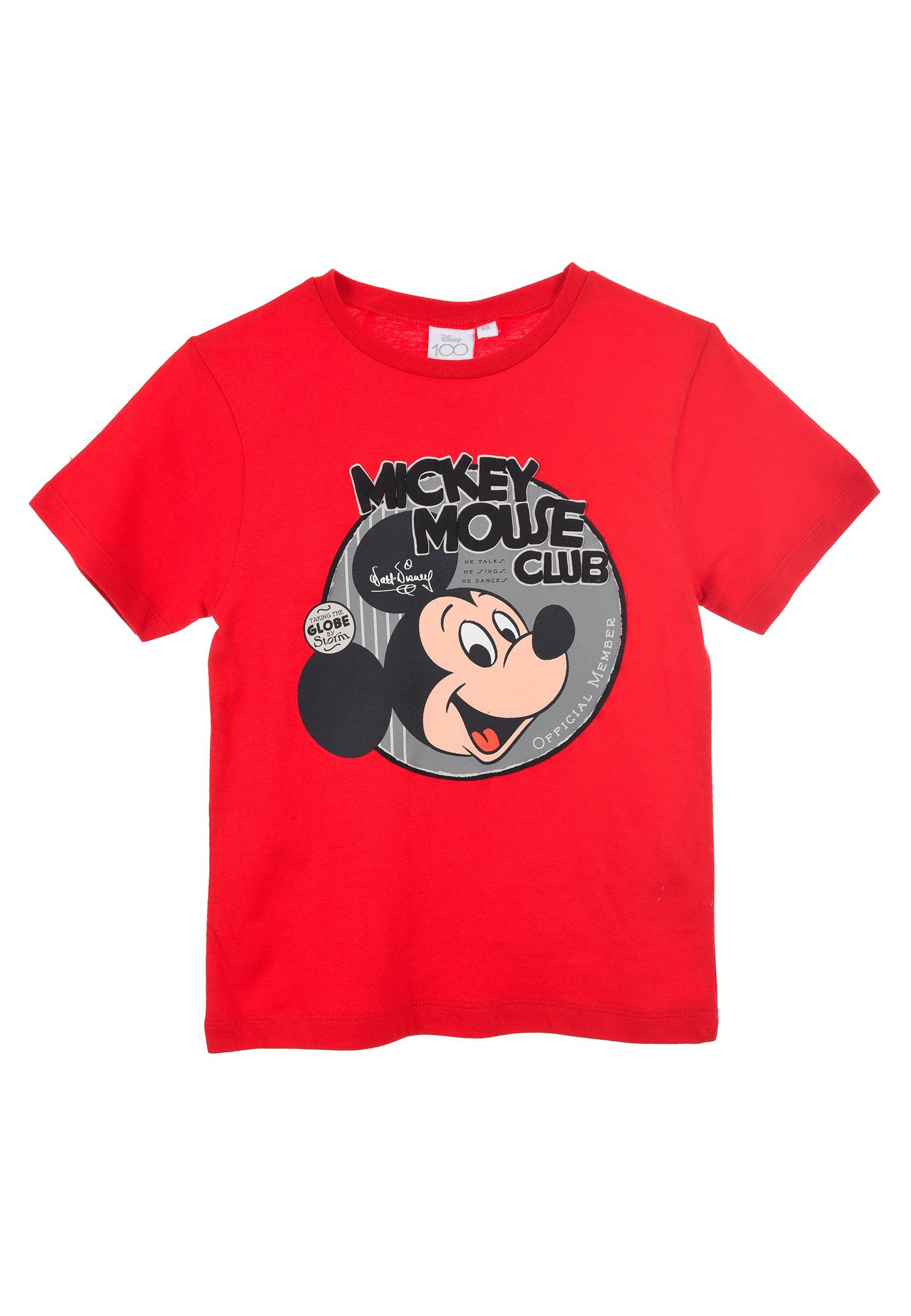 Kinder T-Shirt Jungen Disney Mouse T-Shirt Kurzarm-Shirt Mickey Rot
