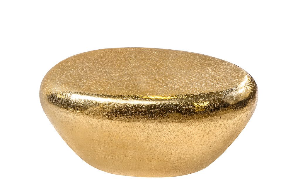 riess-ambiente Couchtisch STONE 75cm gold · Wohnzimmertisch aus Metall (Einzelartikel, 1-St), Kaffeetisch · oval · handmade · Hammerschlag Design · orientalisch