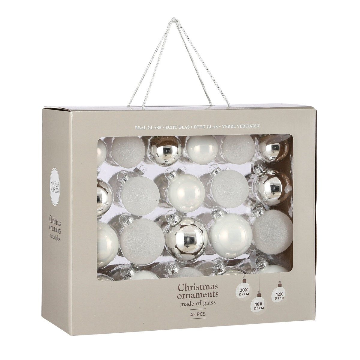 House of Seasons Weihnachtsbaumkugel House of Seasons Kugel glas weiss 42 Stueck