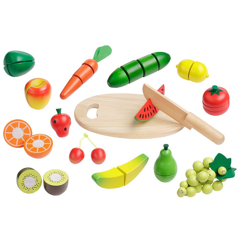 howa Spiellebensmittel Schneideset Obst und Gemüse, (16-tlg., aus Holz),  für Kaufladen oder Kinderküche