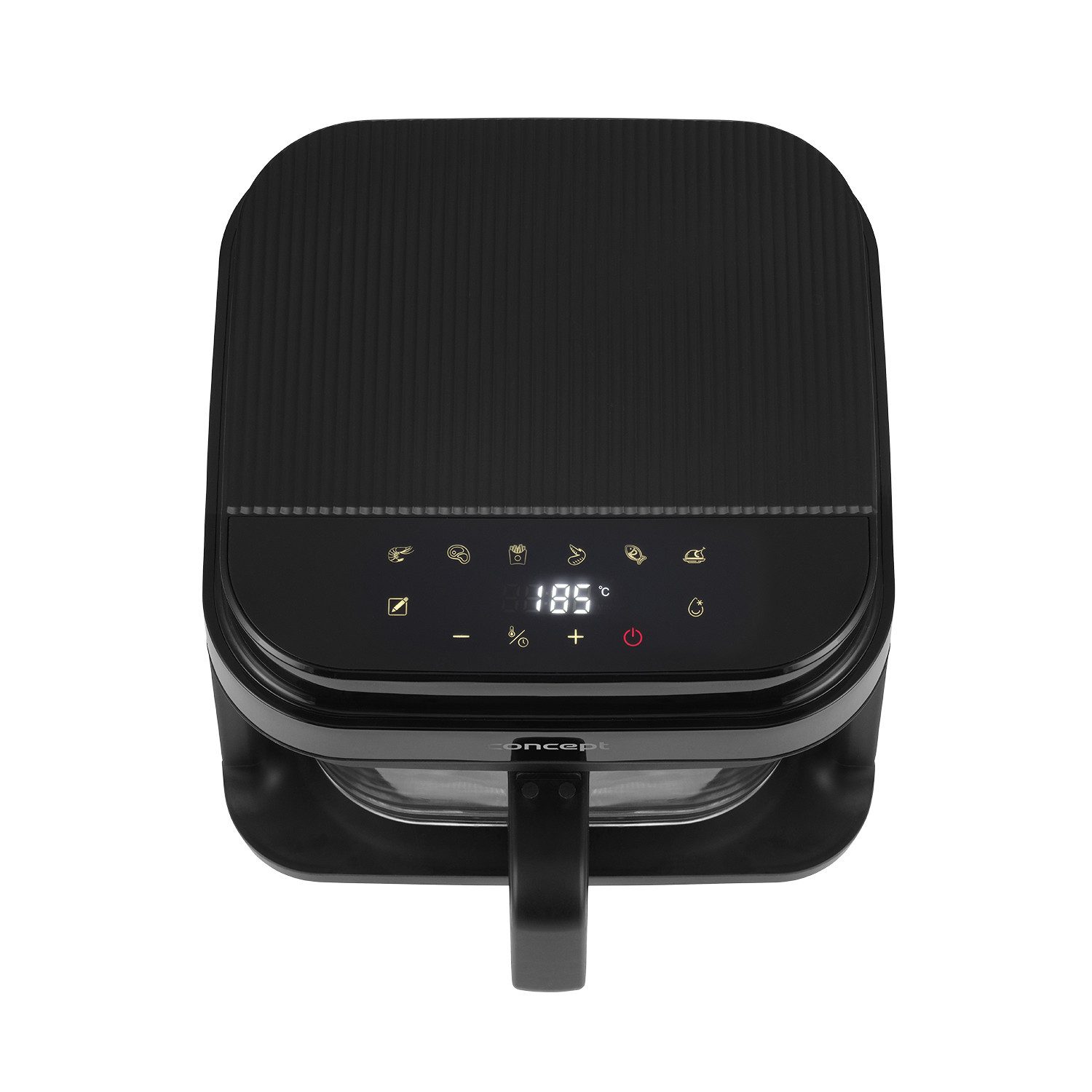 Concept Heißluftfritteuse, 1200 W, Fettfreie Fritteuse LED-Touchdisplay, Glasbehälter