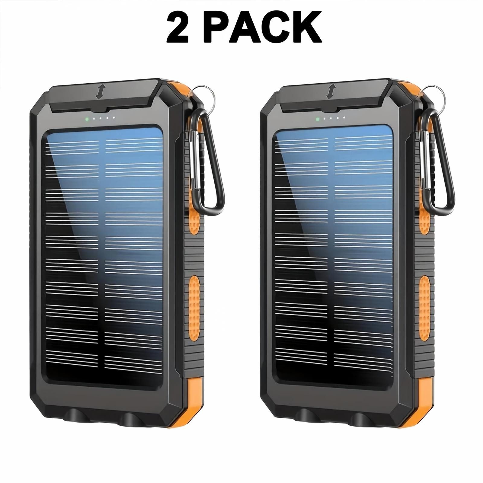 AIBISTAR 2 ser Set Solar Powerbank 20000mAh, LED, wasserdicht, Outdoor Solar Powerbank Solar Powerbank 20000 mAh (2 St), 2*20000 mAh,2 USB-Ausgänge,für Outdoor-Einsatz entwickelt