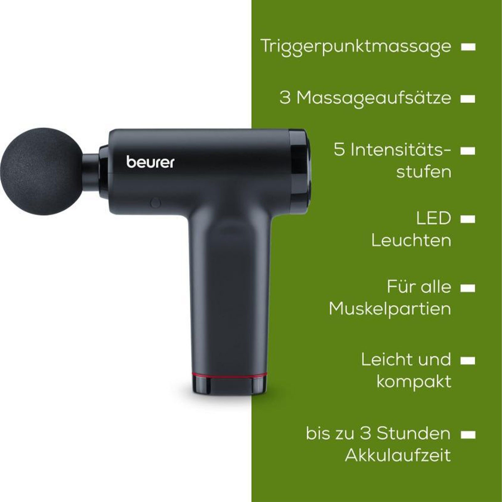 BEURER Massagegerät Mg 89, Kompaktes Handmassagegerät mit vielfältigen Funktionen – Bild 5 von 5