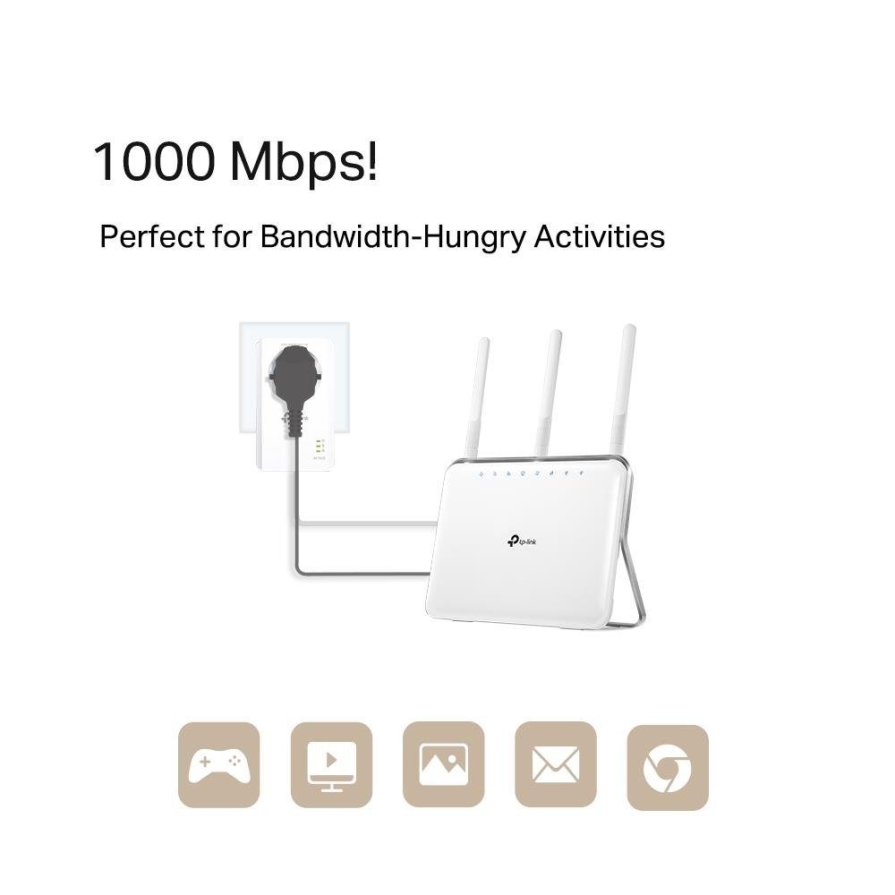tp-link TL-PA7017P KIT AV1000-Gigabit-Powerline-Adapter Netzwerk-Adapter, KIT mit Steckdose Weiß – Bild 2 von 5