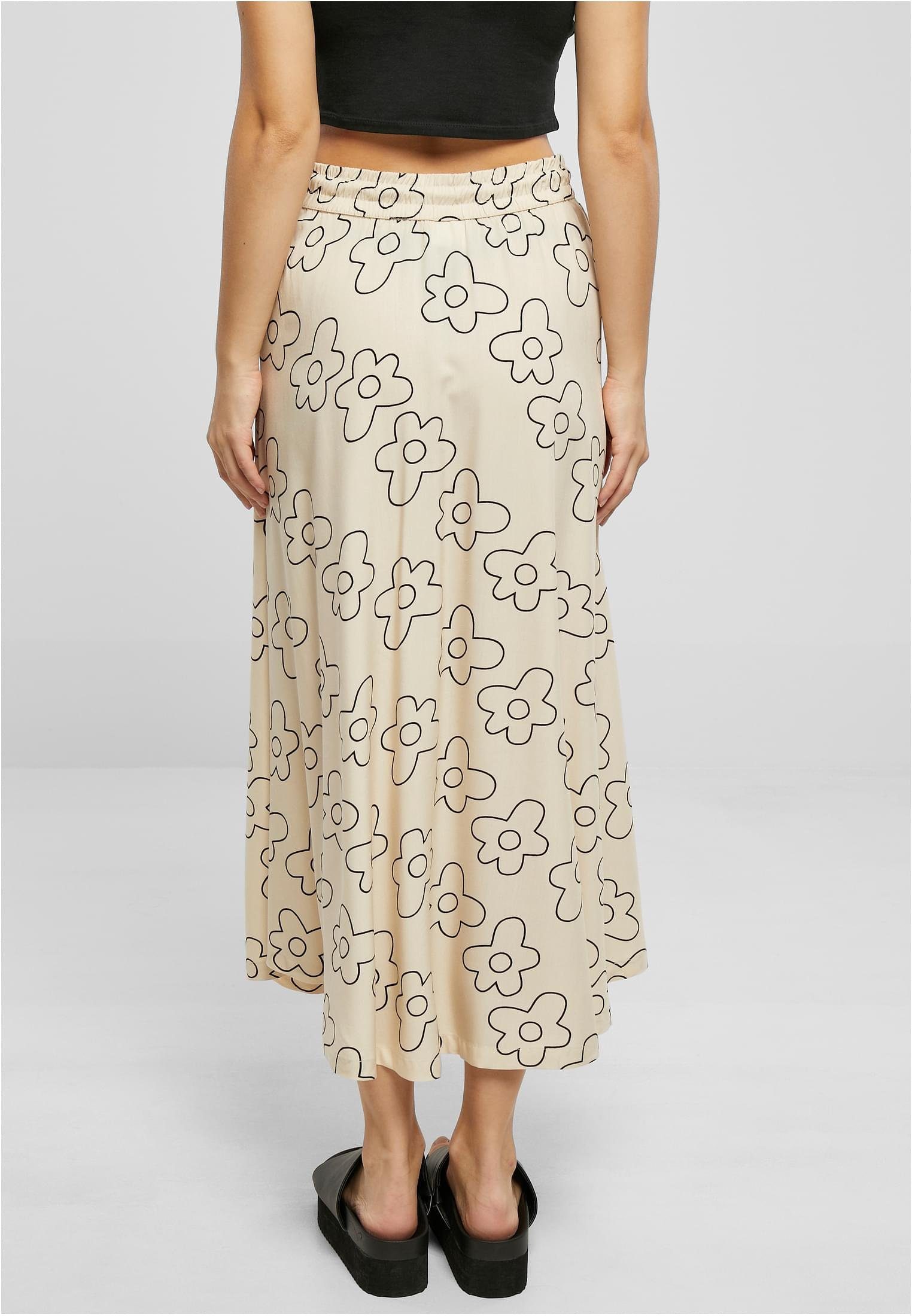 URBAN CLASSICS Jerseyrock Damen Ladies Viscose softseagrassflower Midi Skirt (1-tlg)