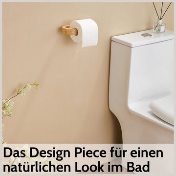 DEKAZIA Toilettenpapierhalter, Bambus Holz, ohne Bohren, Nachhaltiger Bambus, Designed in Germany