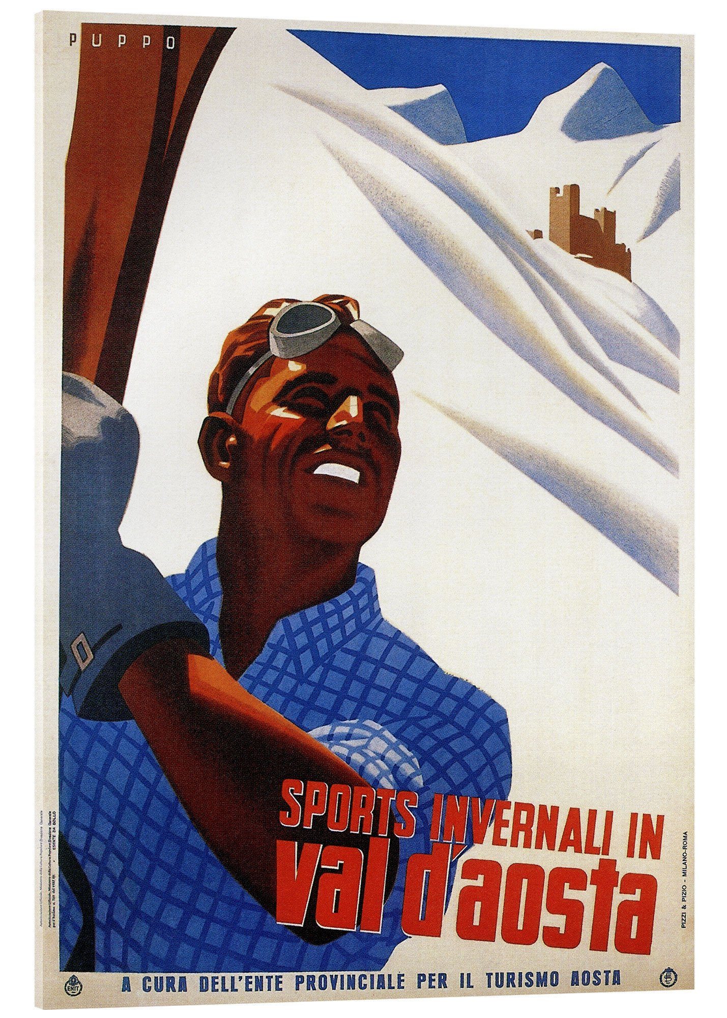 Posterlounge Acrylglasbild Vintage Ski Collection, Aostatal (italienisch), Vintage Illustration