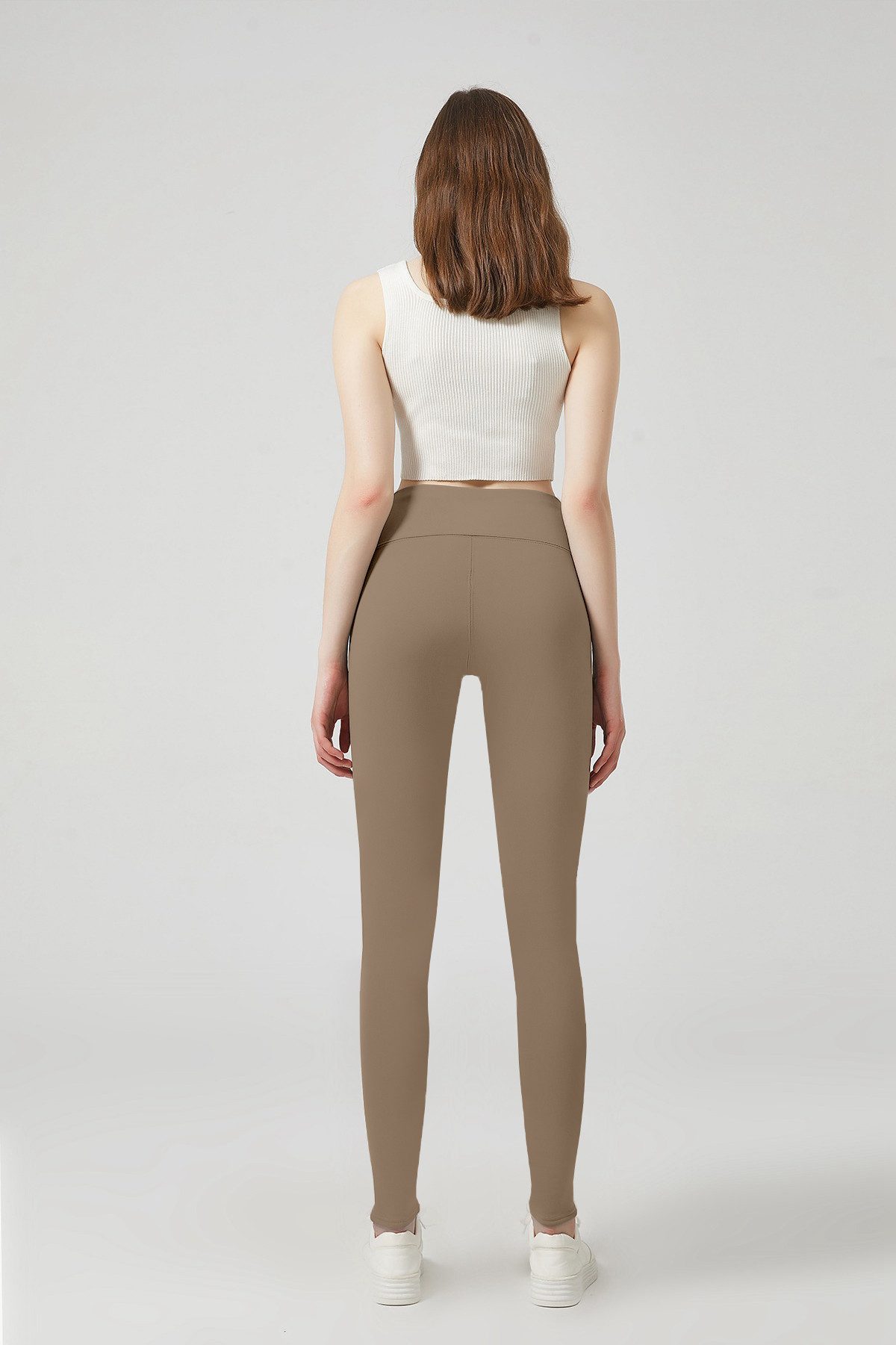 Jepo Leggings Elastische Damenhose Thermoleggings warm Fit Taupe-XL/2XL Bequemem Tragekomfort und Figurformende Thermoleggings