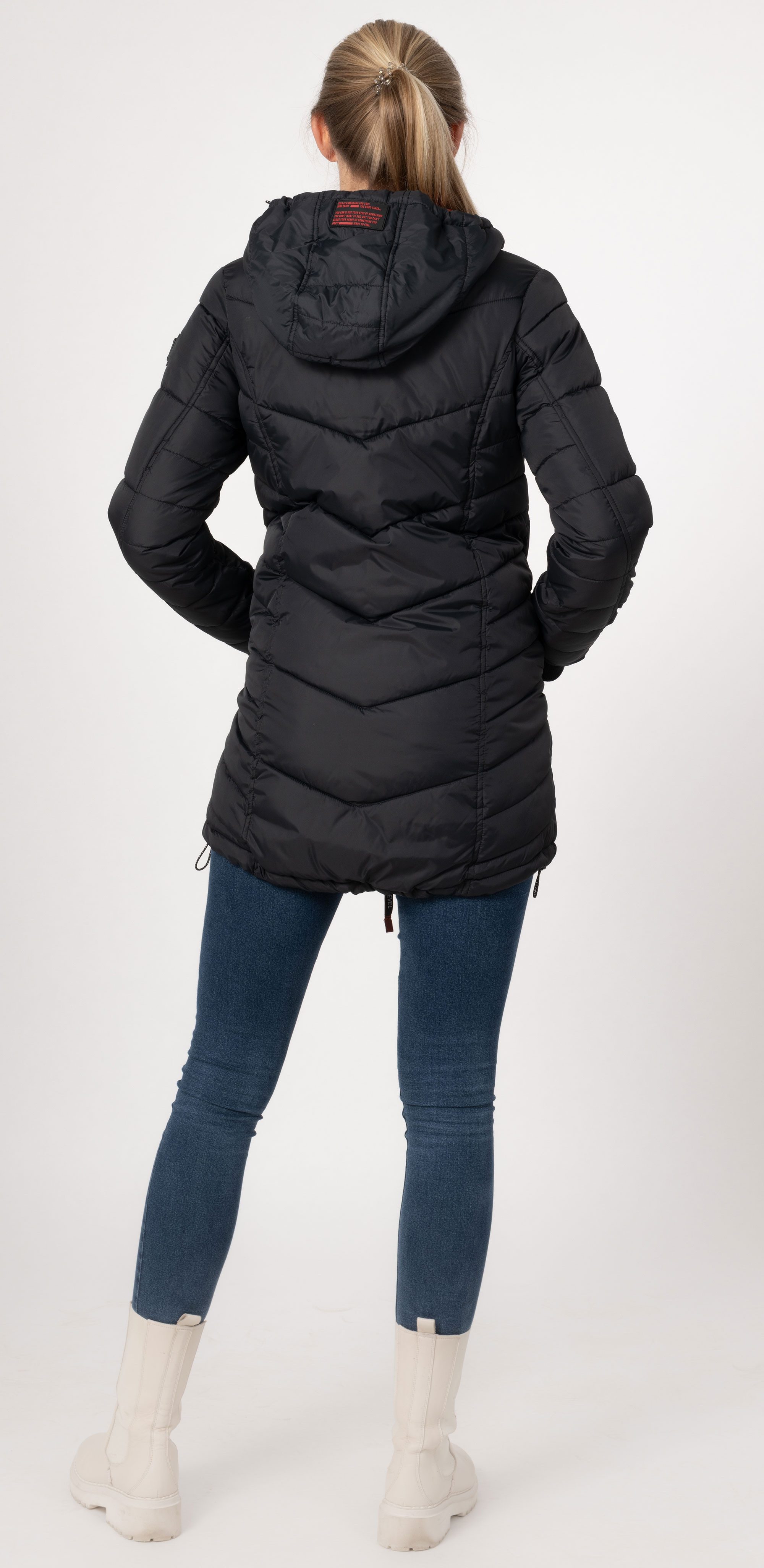 SUBLEVEL Steppjacke Damen Mantel mit Kapuze lange Winter Jacke Parka Stehkragen, Kapuze, flauschig, kuschelig, warm, Outdoor, Mantel