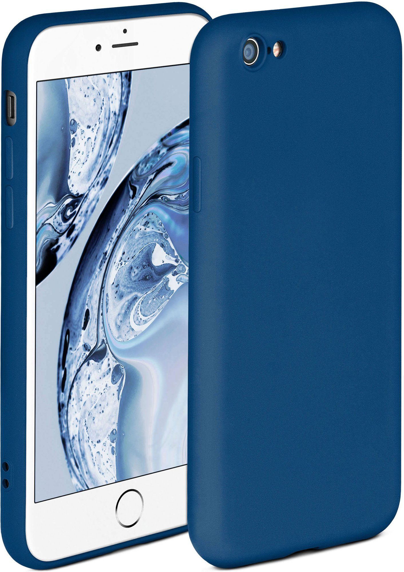 ONEFLOW Handyhülle Soft Case, Hülle aus Silikon, Schutzhülle Bumper, Backcover abdeckung, Silicon Handytasche, Silikonhülle, Schutz Cover, weiche Handyhülle - matt Blau