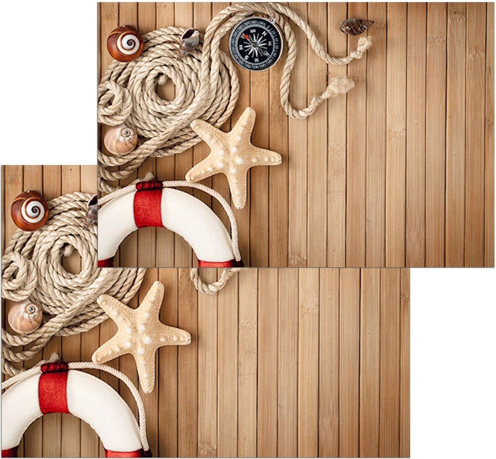 matches21 HOME & HOBBY Fußmatte Türmatte Holz-Optik Maritim in 50x70 cm als Fussabtreter, rechteckig, Höhe: 5 mm, Rutschfester Türvorleger für innen als waschbare Schmutzfangmatte